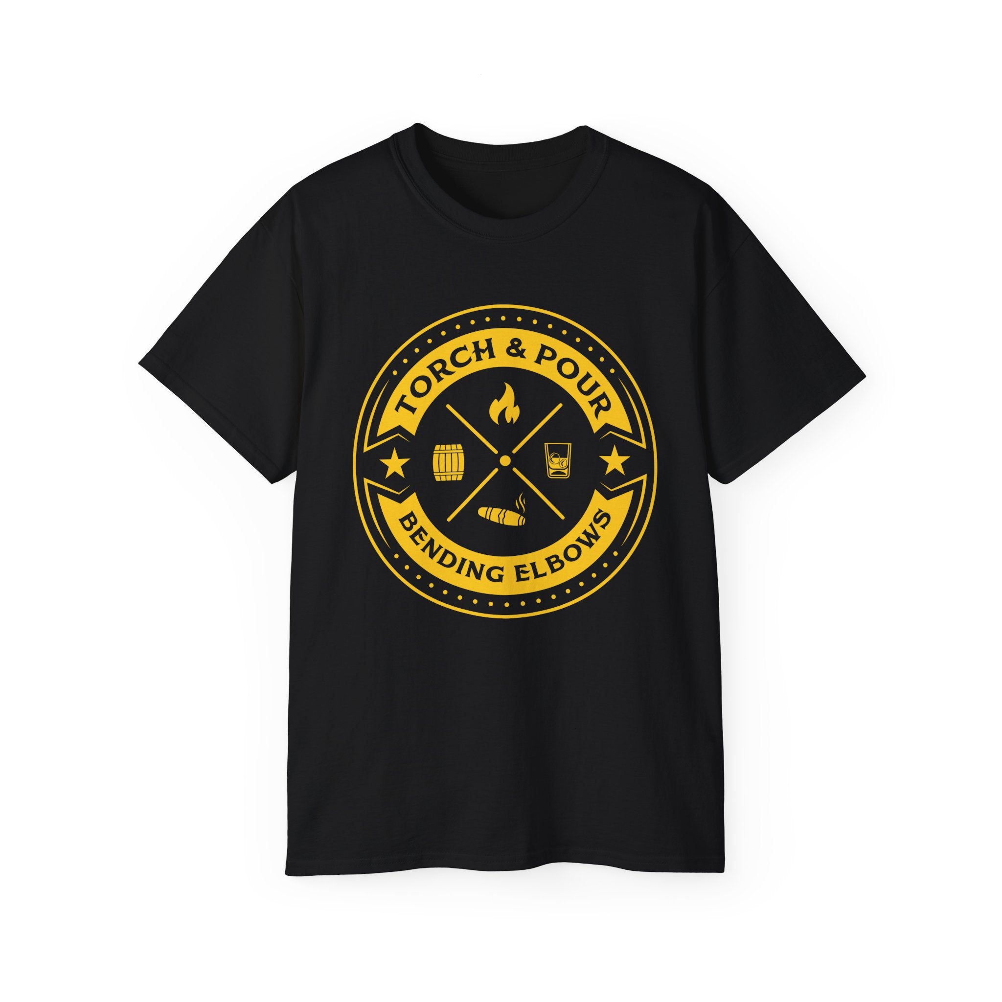 Torch & Pour Single Barrel Ultra Cotton Tee - Gold Logo