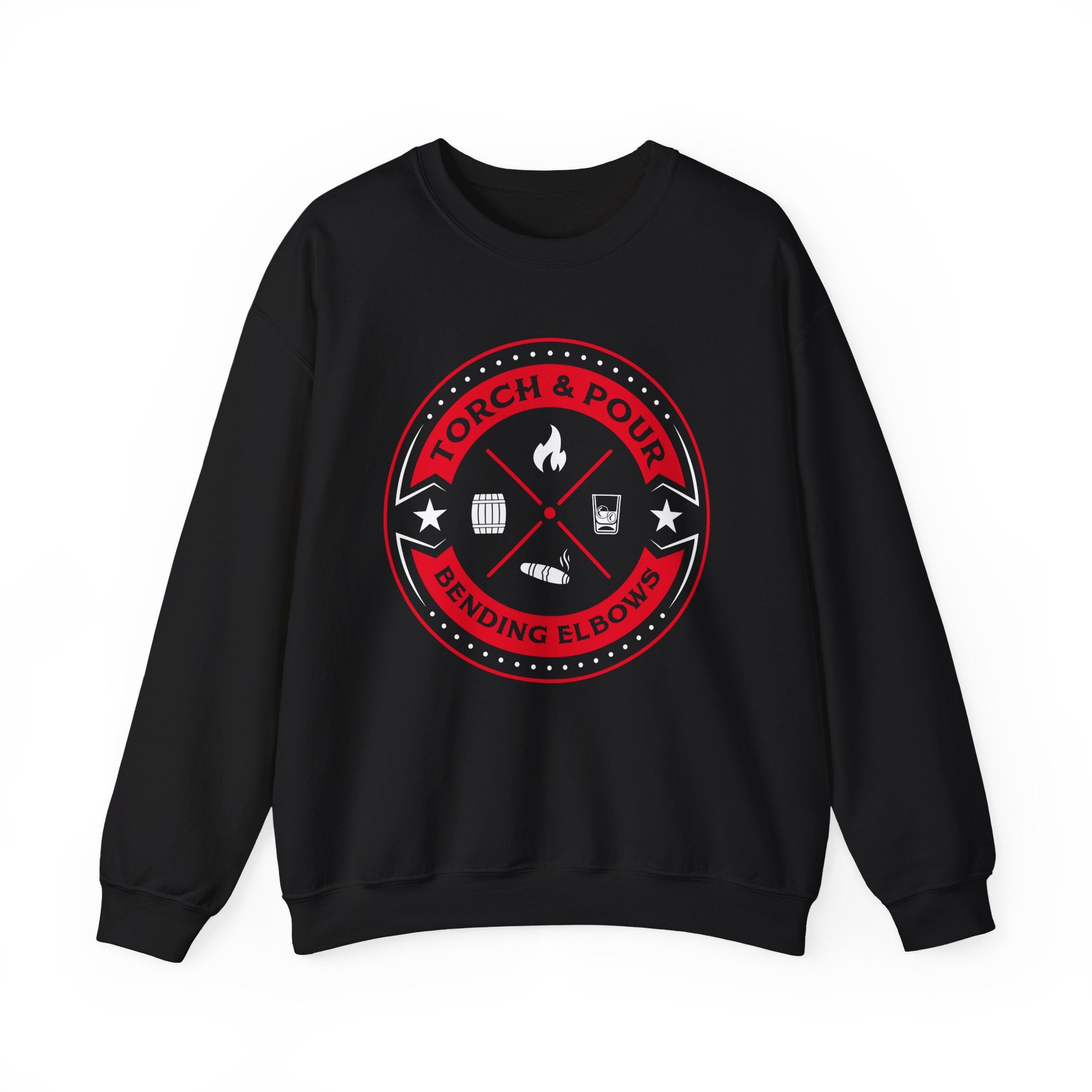 Torch & Pour Small Batch - Heavy Blend™ Crewneck Sweatshirt Red & White