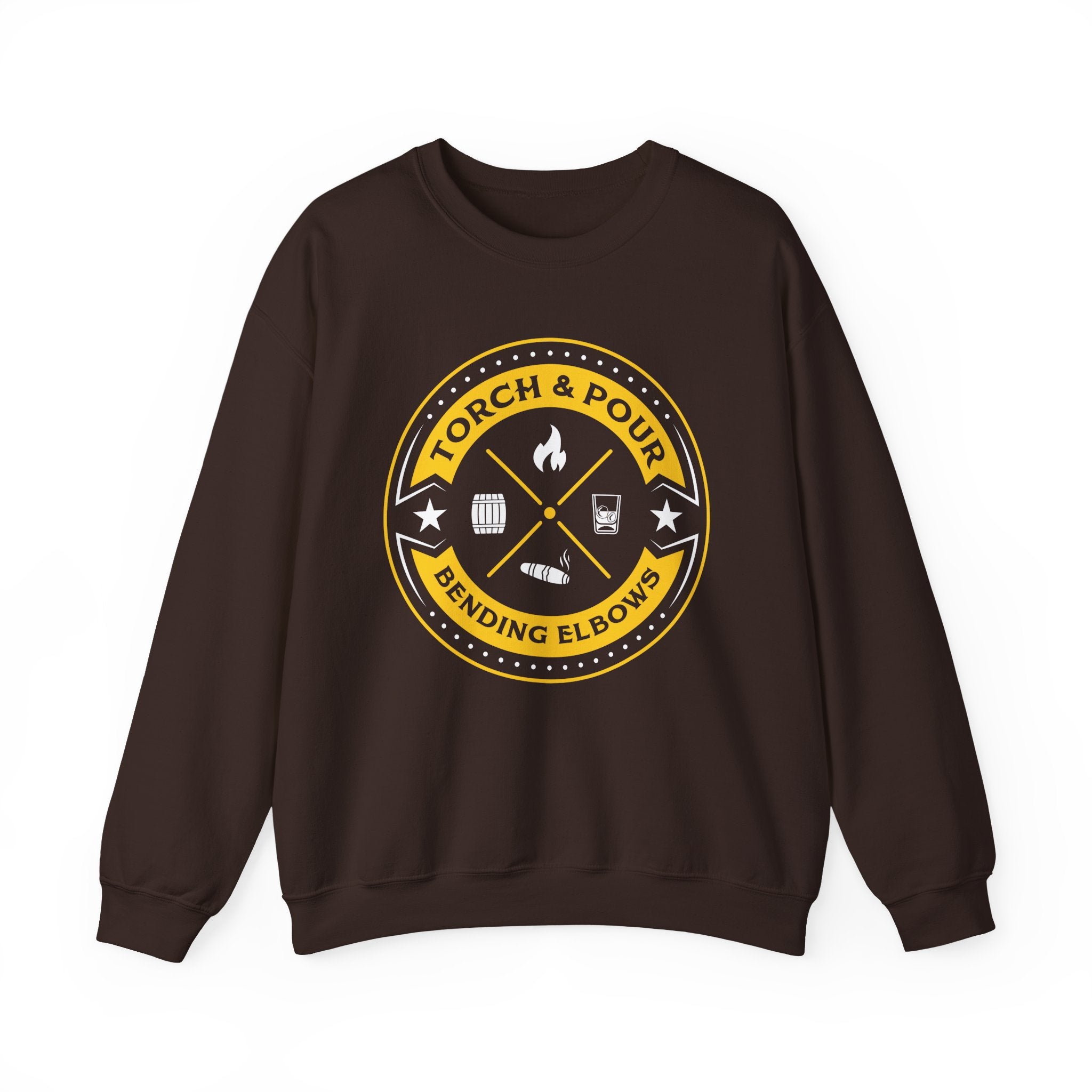 Torch & Pour Small Batch - Heavy Blend™ Crewneck Sweatshirt Gold & White