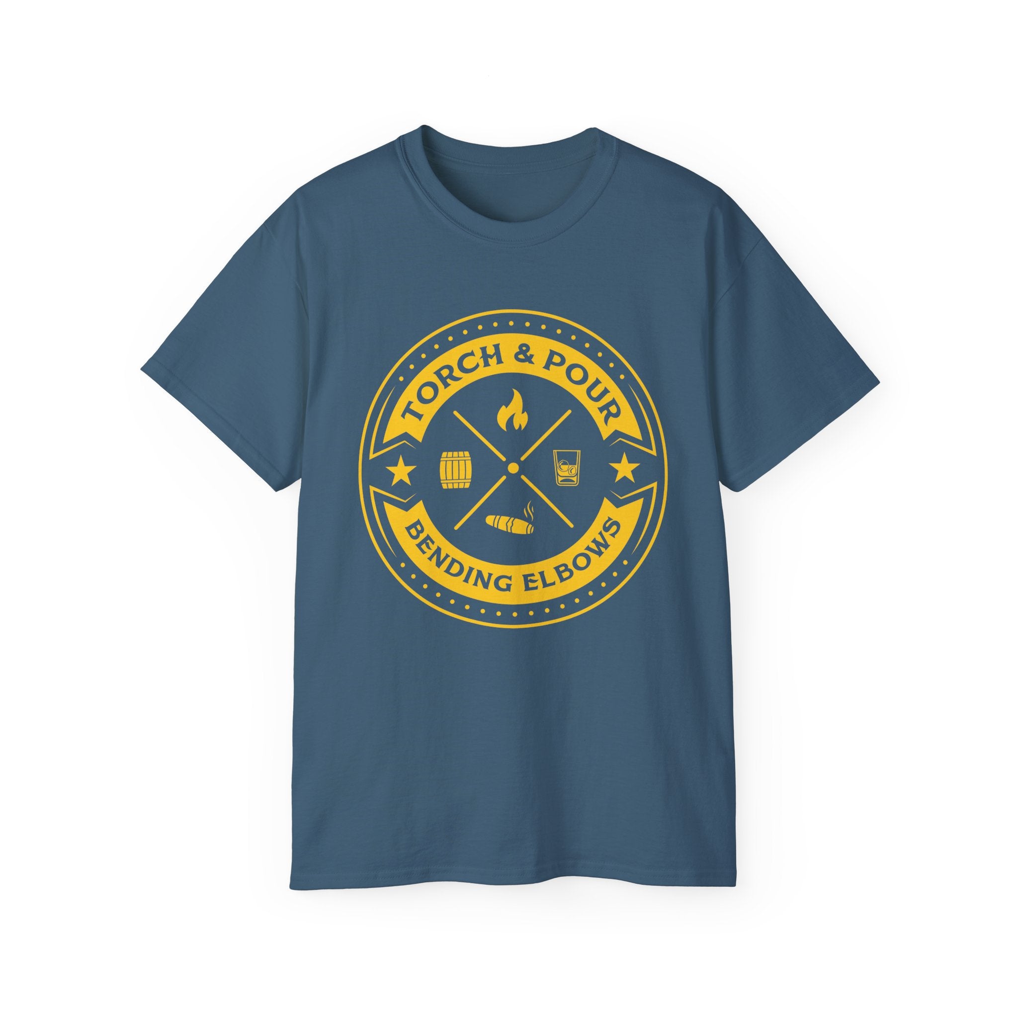 Torch & Pour Single Barrel Ultra Cotton Tee - Gold Logo