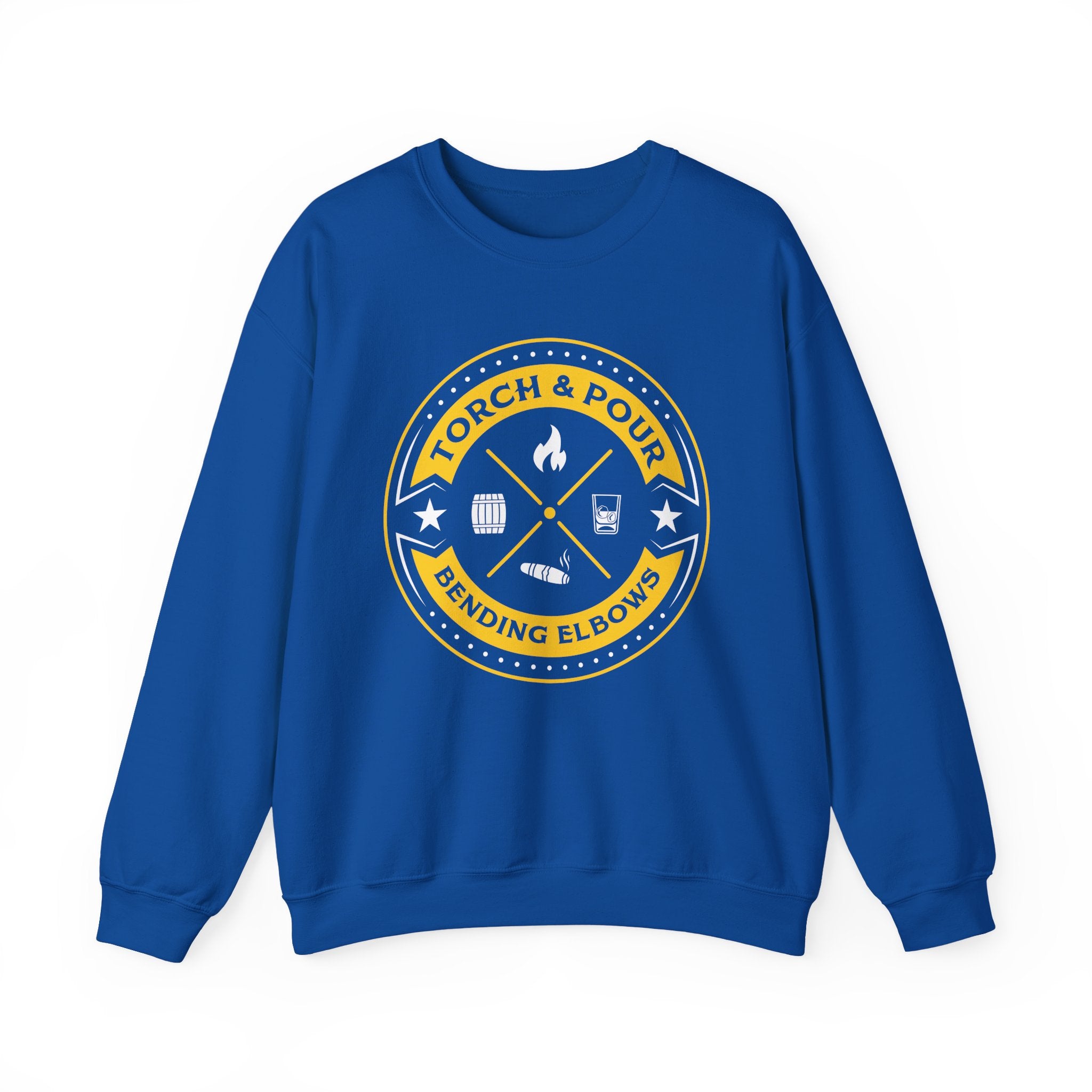 Torch & Pour Small Batch - Heavy Blend™ Crewneck Sweatshirt Gold & White