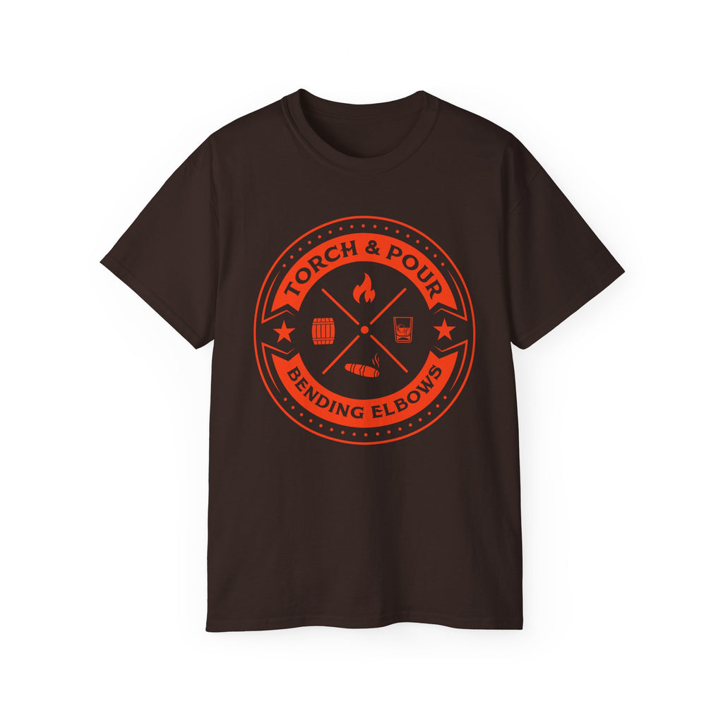 Torch & Pour Single Barrel Ultra Cotton Tee - Orange Logo