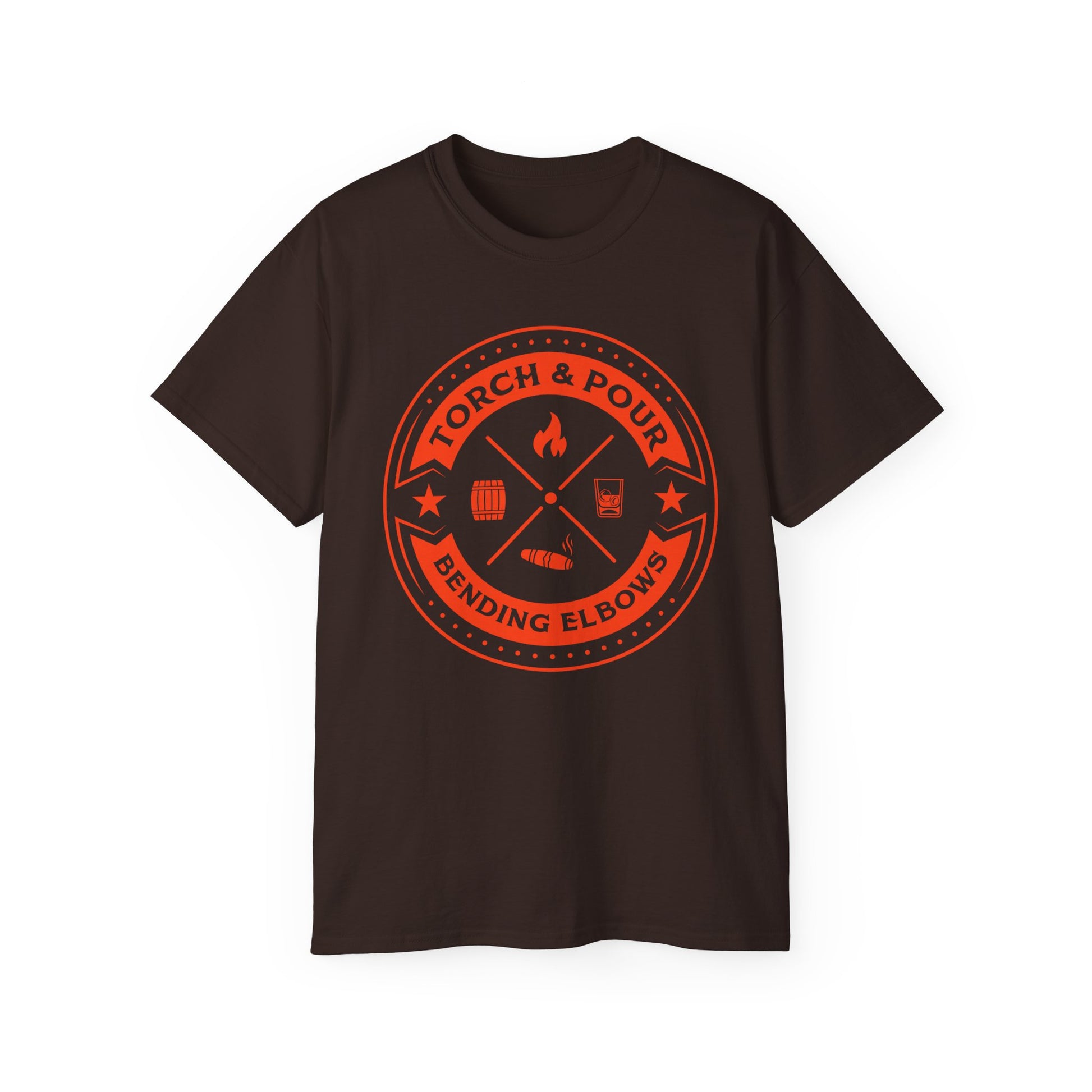Torch & Pour Single Barrel Ultra Cotton Tee - Orange Logo