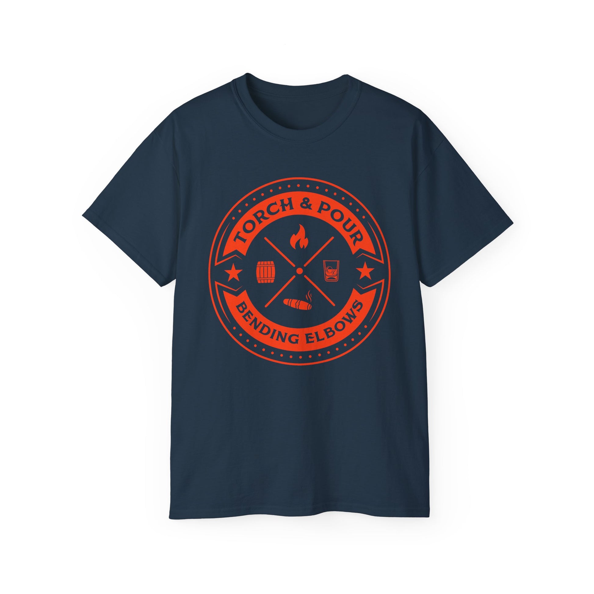 Torch & Pour Single Barrel Ultra Cotton Tee - Orange Logo