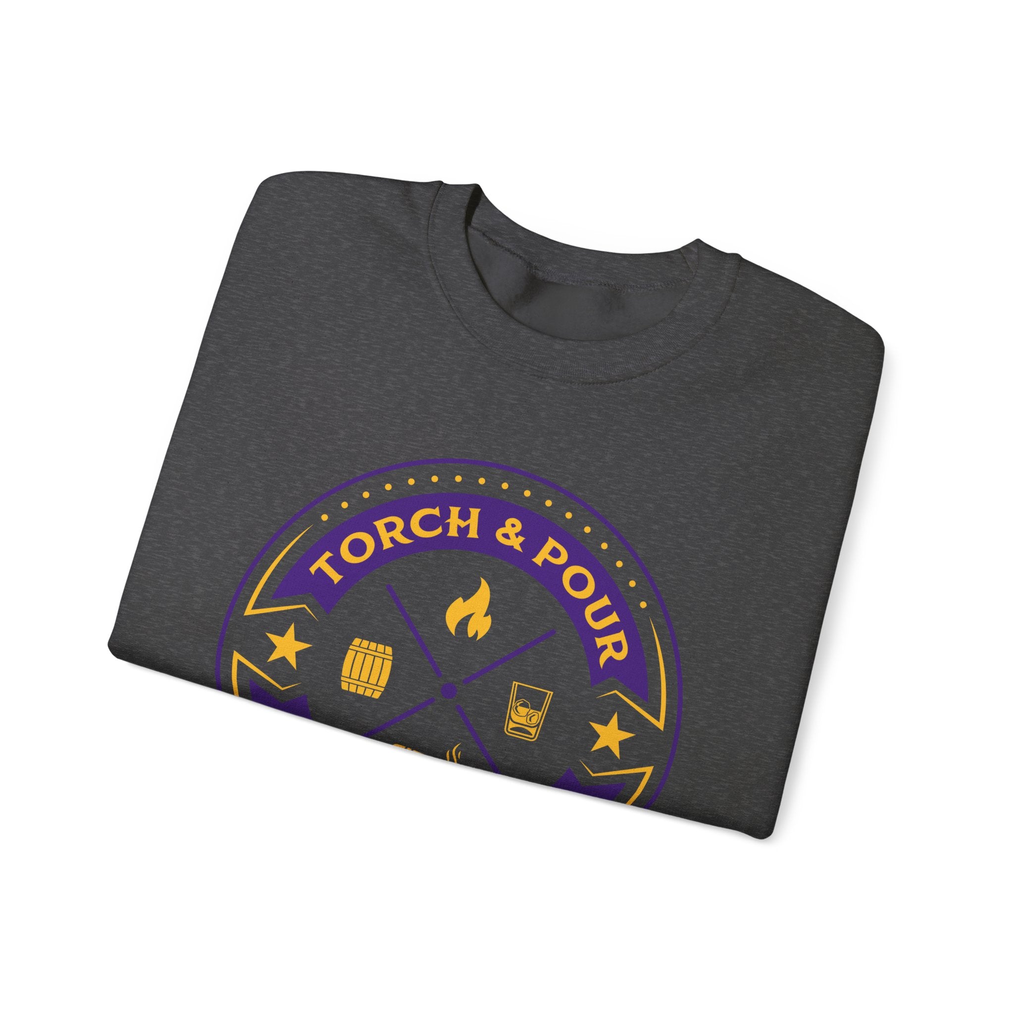 Torch & Pour Full Proof - Heavy Blend™ Crewneck Sweatshirt - Purple & Gold
