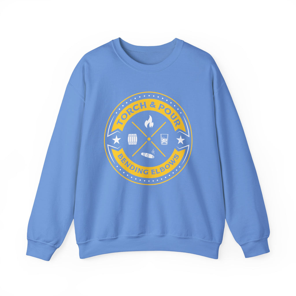 Torch & Pour Small Batch - Heavy Blend™ Crewneck Sweatshirt Gold & White
