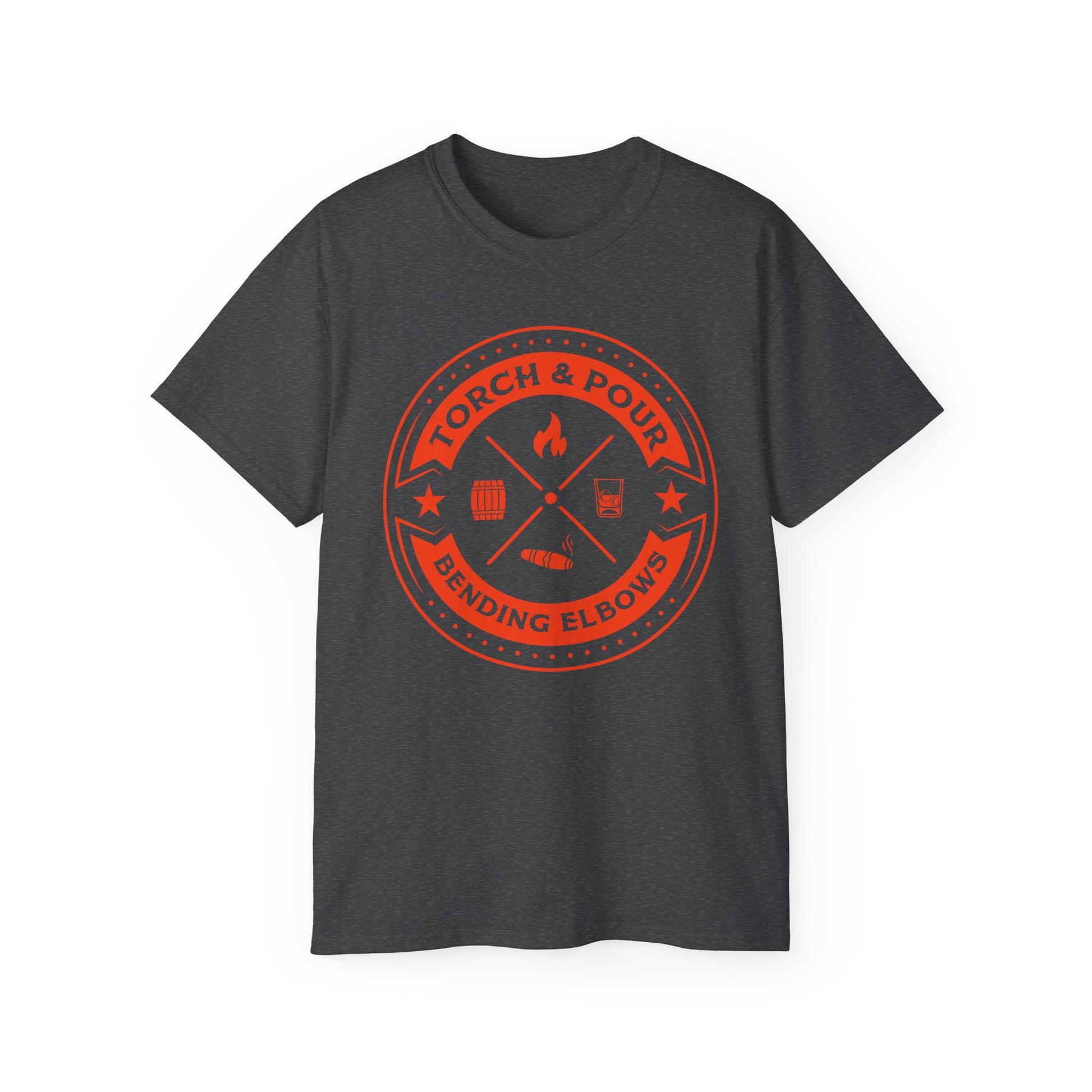 Torch & Pour Single Barrel Ultra Cotton Tee - Orange Logo