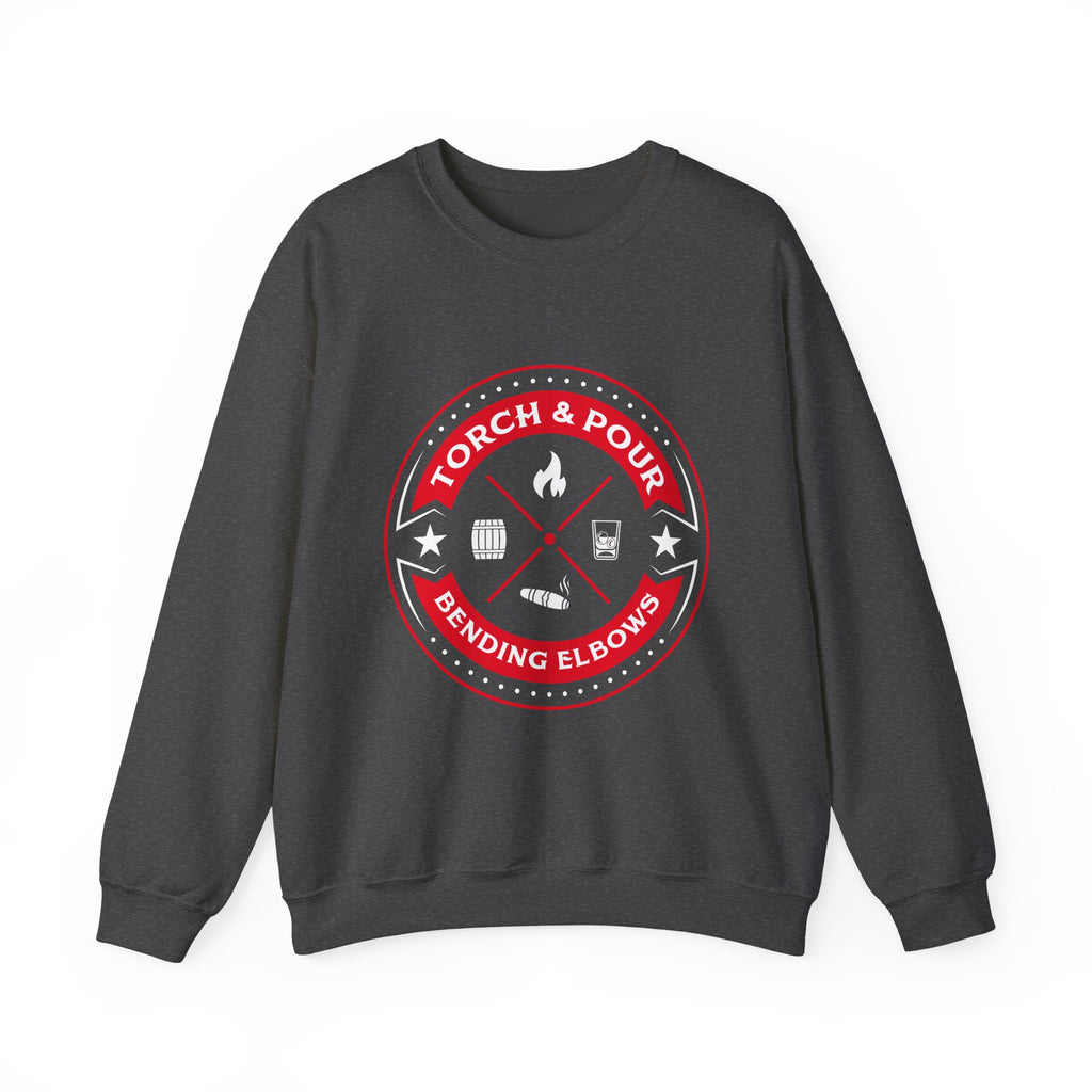 Torch & Pour Full Proof - Heavy Blend™ Crewneck Sweatshirt - Red/White/White