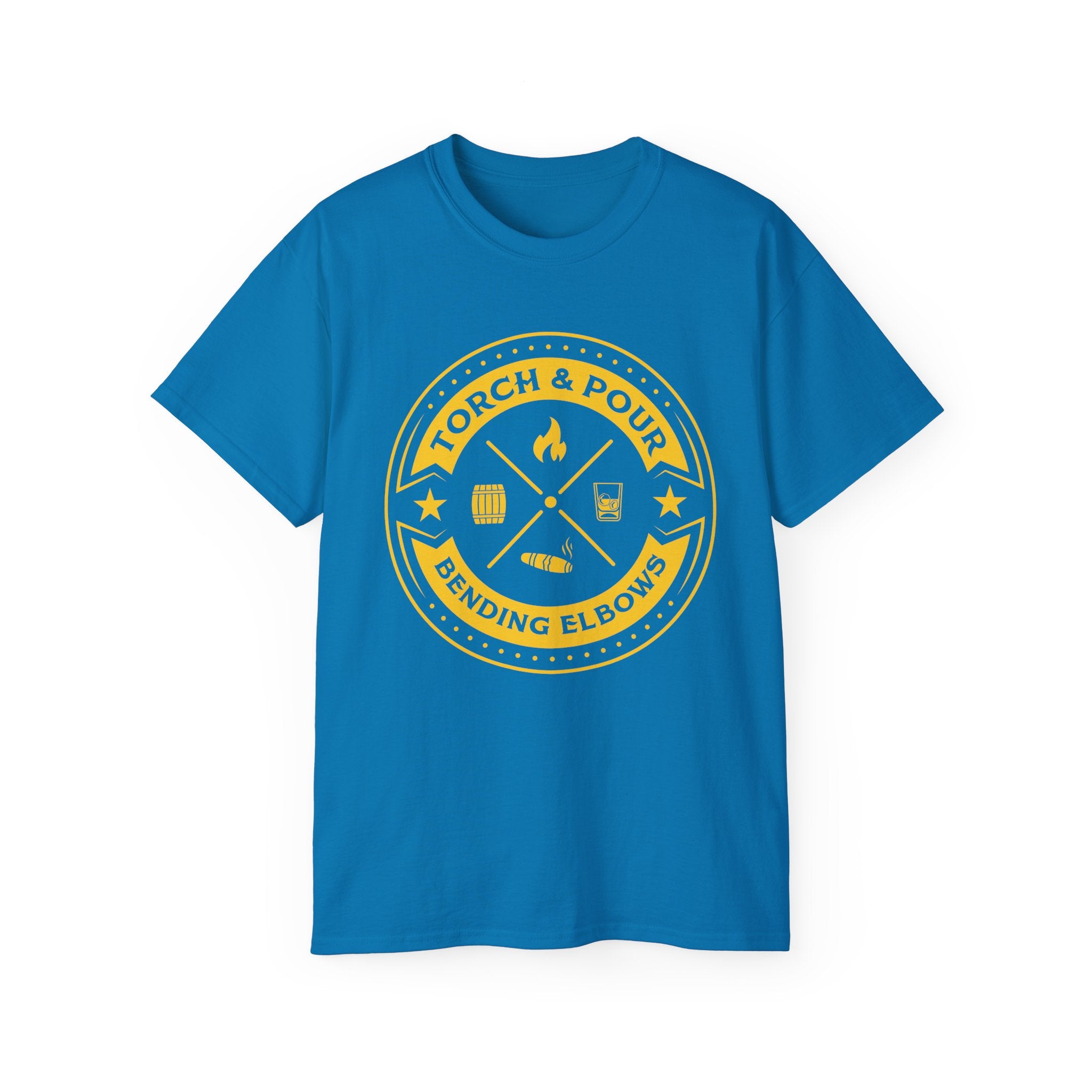 Torch & Pour Single Barrel Ultra Cotton Tee - Gold Logo