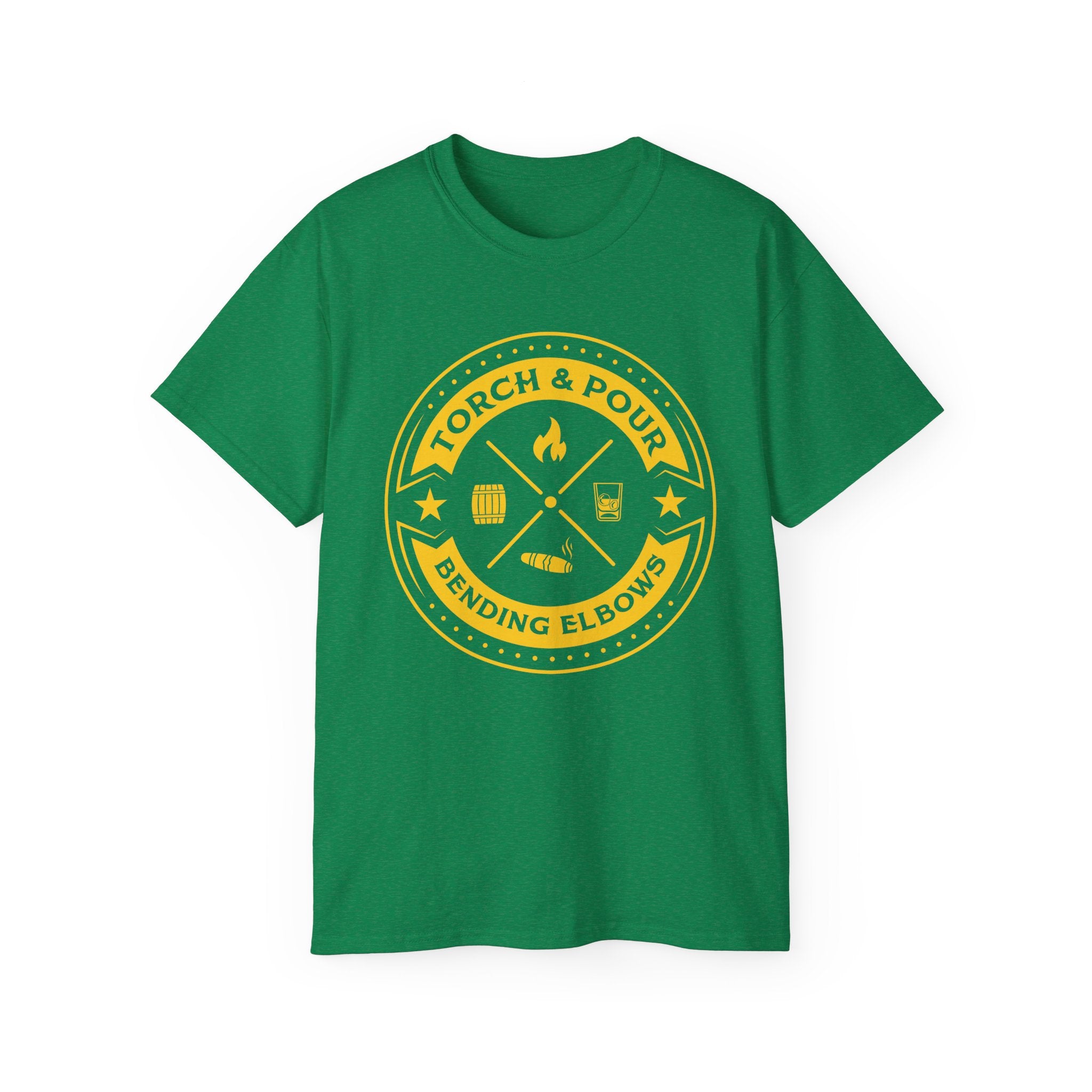 Torch & Pour Single Barrel Ultra Cotton Tee - Gold Logo
