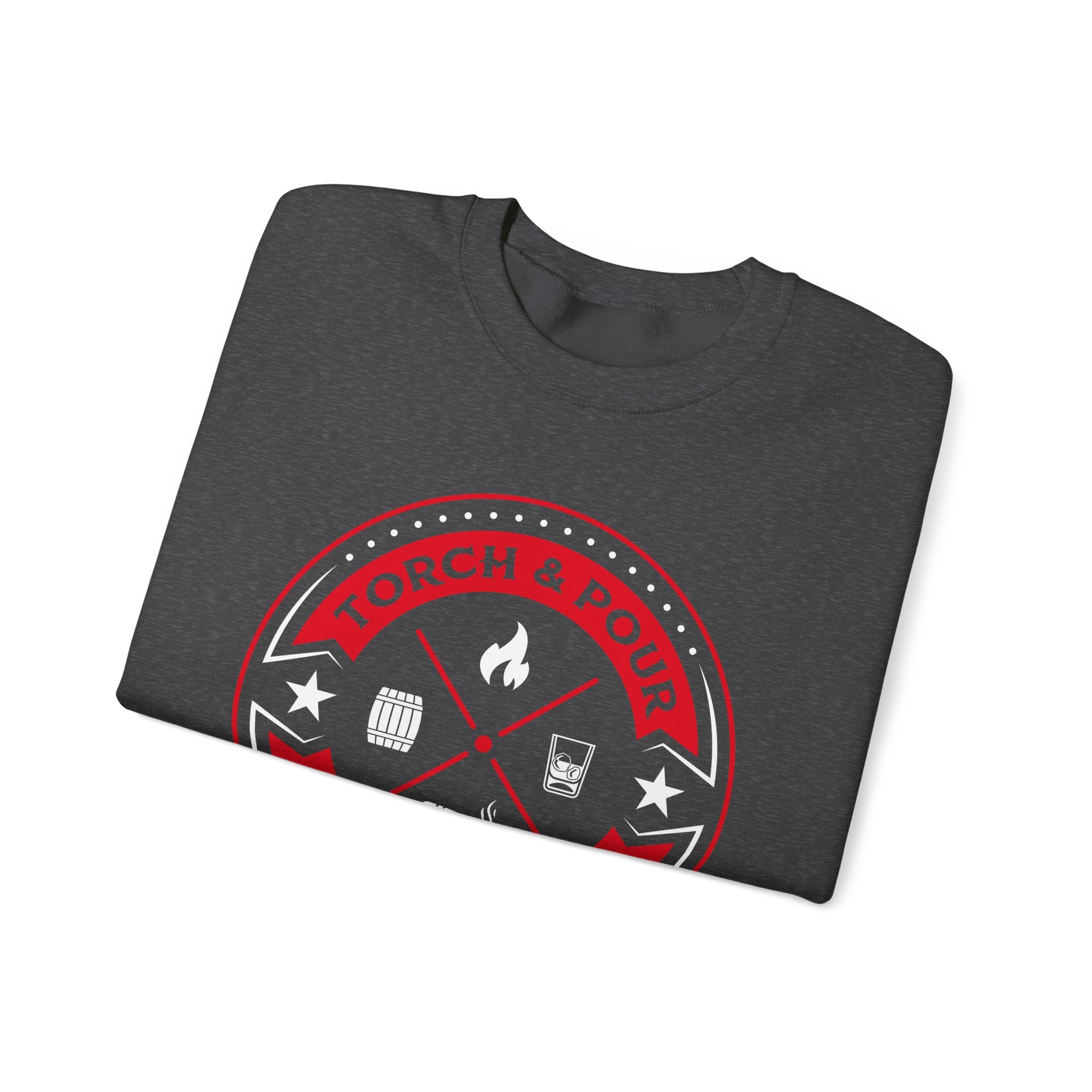 Torch & Pour Small Batch - Heavy Blend™ Crewneck Sweatshirt Red & White