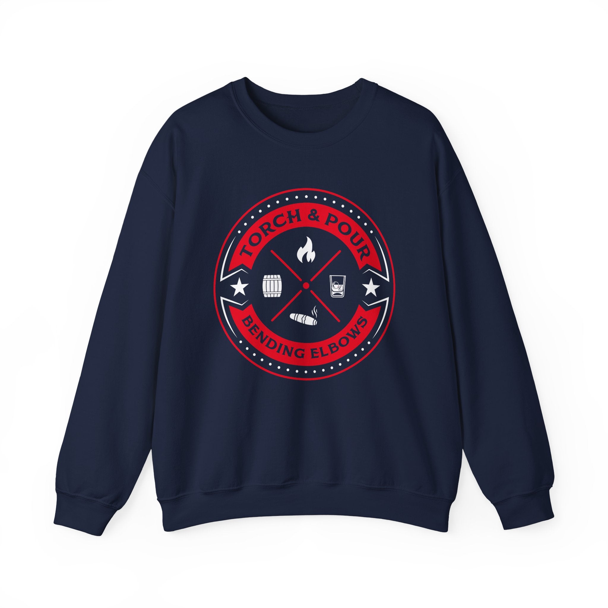 Torch & Pour Small Batch - Heavy Blend™ Crewneck Sweatshirt Red & White
