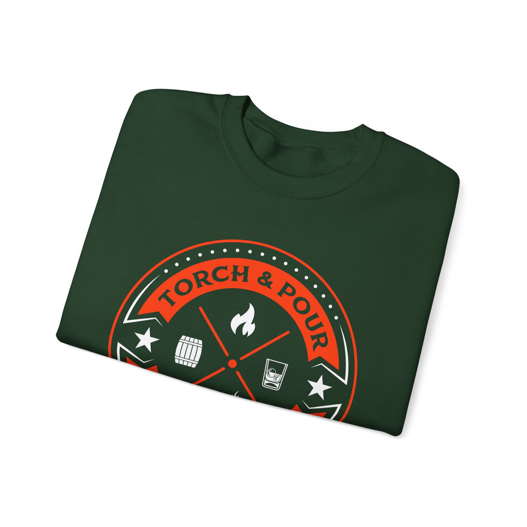 Torch & Pour Small Batch - Heavy Blend™ Crewneck Sweatshirt Orange & White