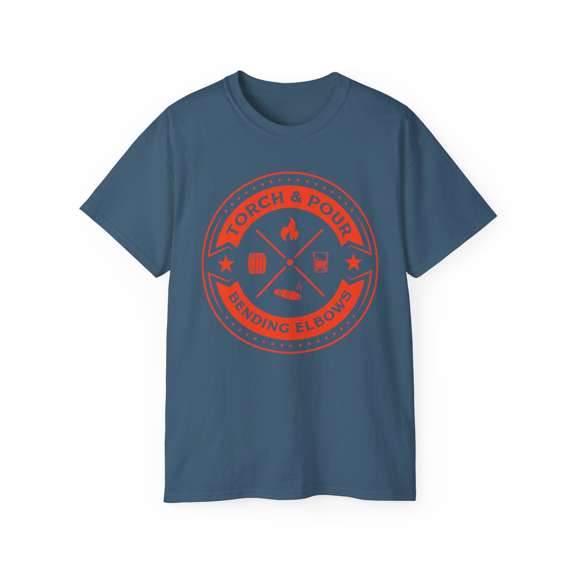 Torch & Pour Single Barrel Ultra Cotton Tee - Orange Logo