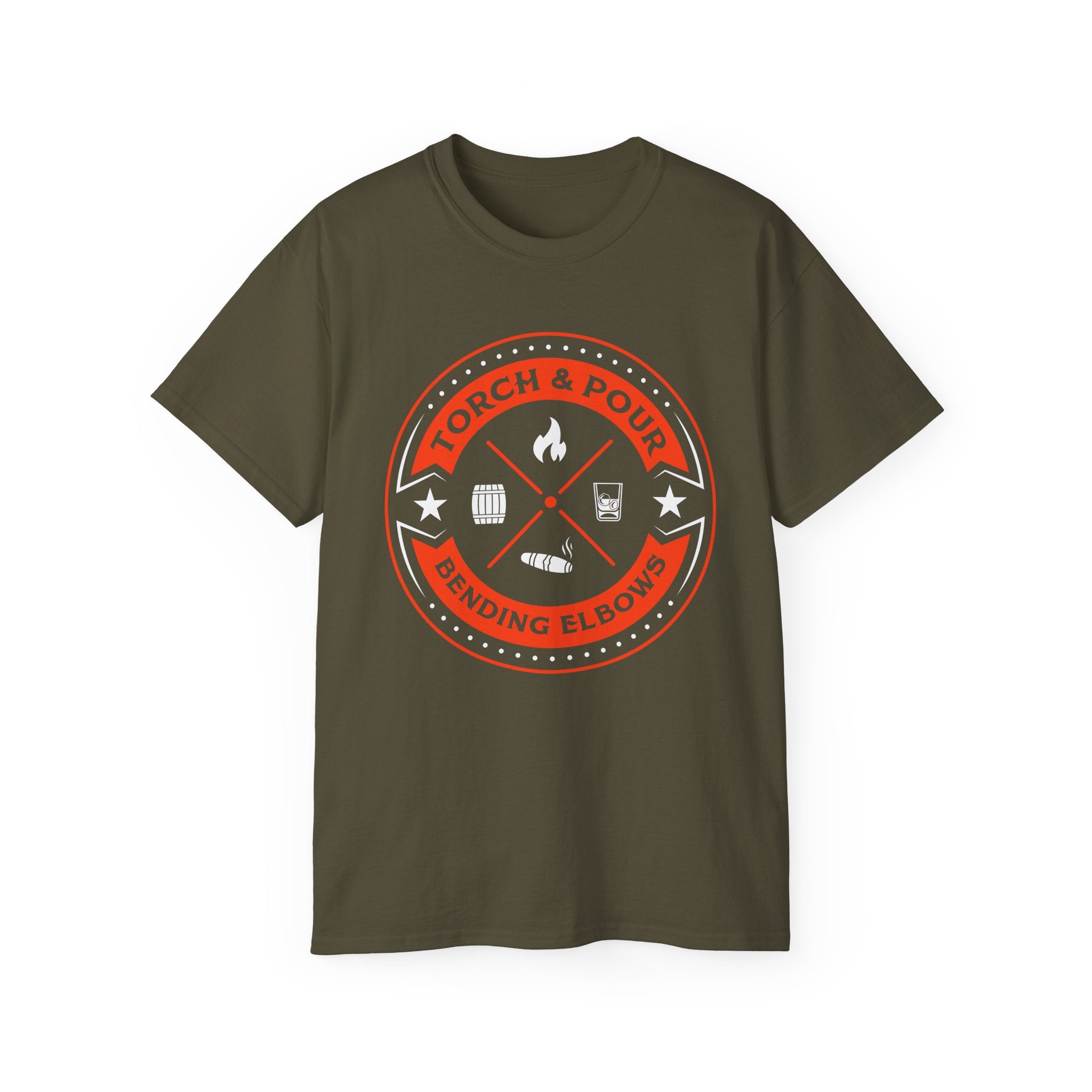 Torch & Pour Small Batch Ultra Cotton Tee - Orange & White Edition