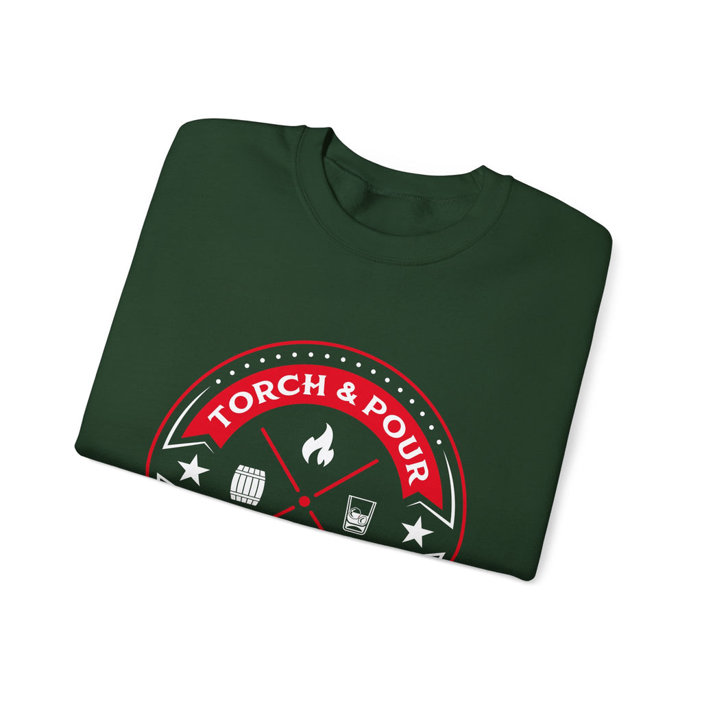 Torch & Pour Full Proof - Heavy Blend™ Crewneck Sweatshirt - Red/White/White