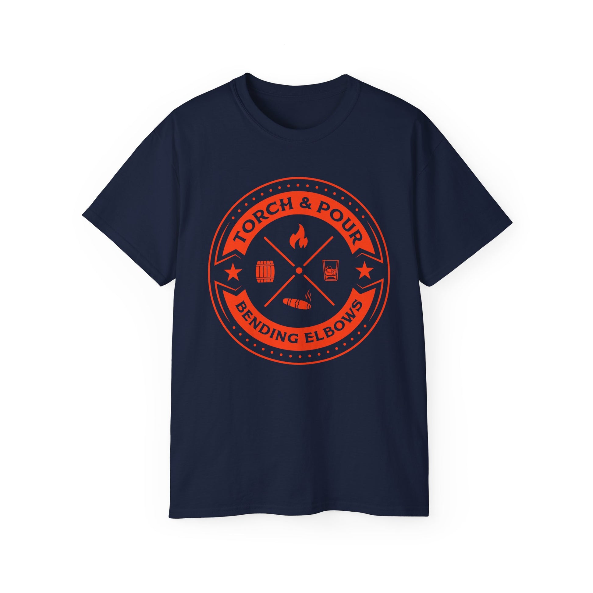 Torch & Pour Single Barrel Ultra Cotton Tee - Orange Logo