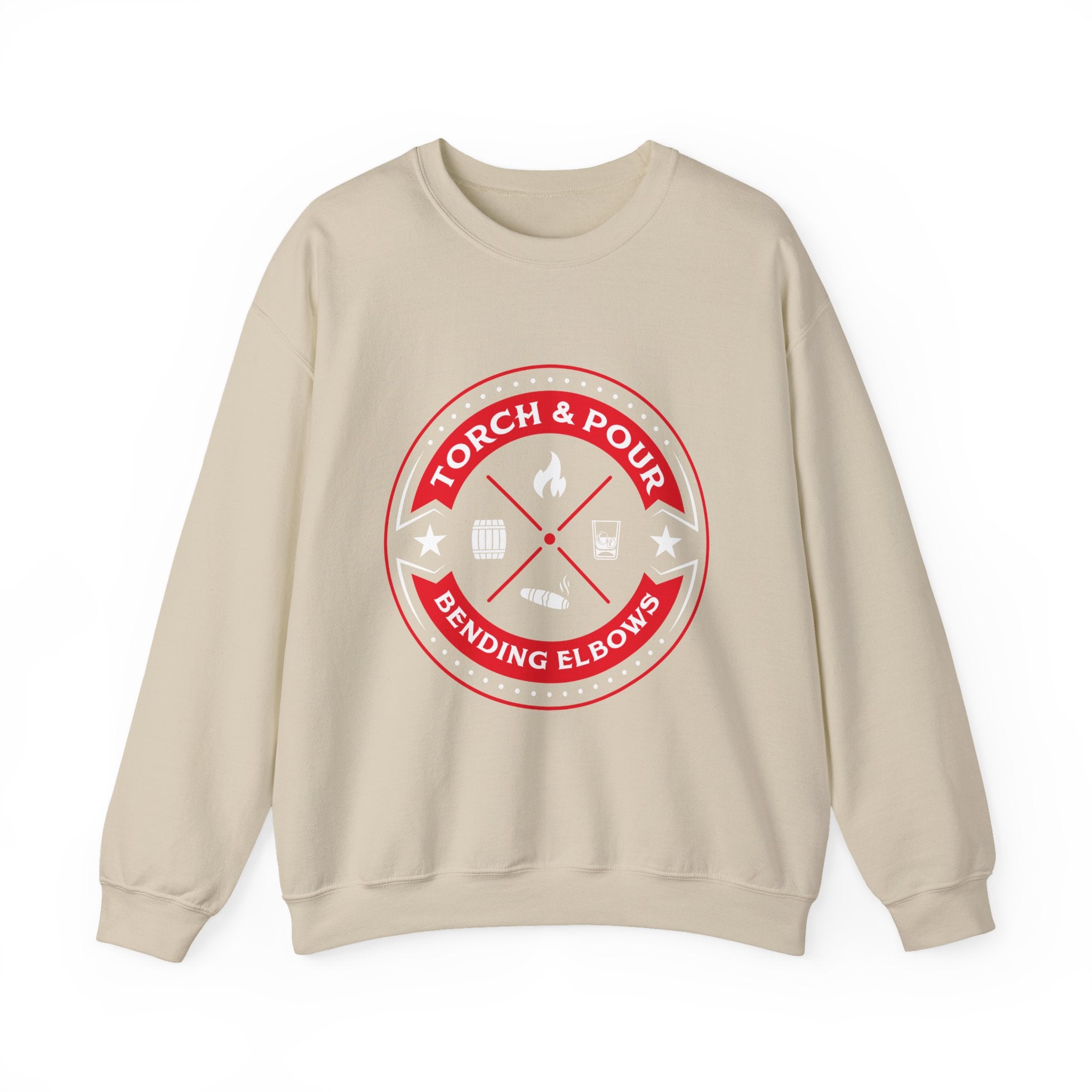 Torch & Pour Full Proof - Heavy Blend™ Crewneck Sweatshirt - Red/White/White