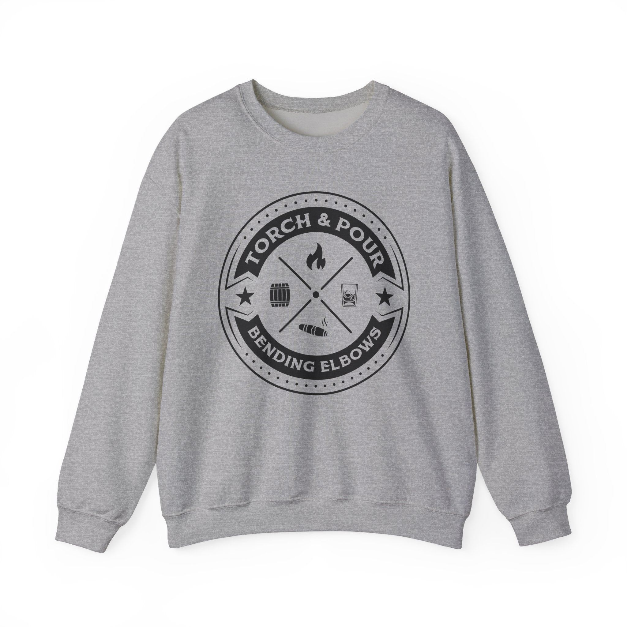 Torch & Pour Single Barrel - Heavy Blend™ Crewneck Sweatshirt - Black