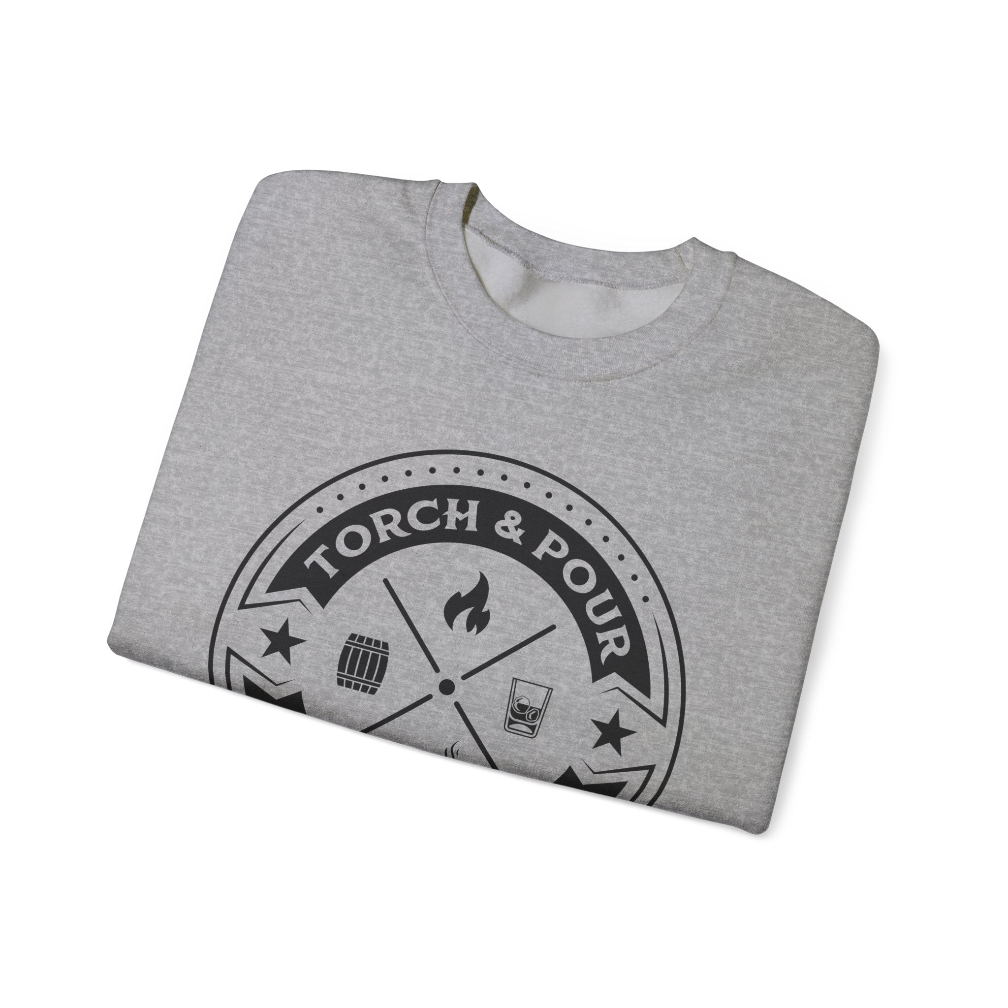 Torch & Pour Single Barrel - Heavy Blend™ Crewneck Sweatshirt - Black