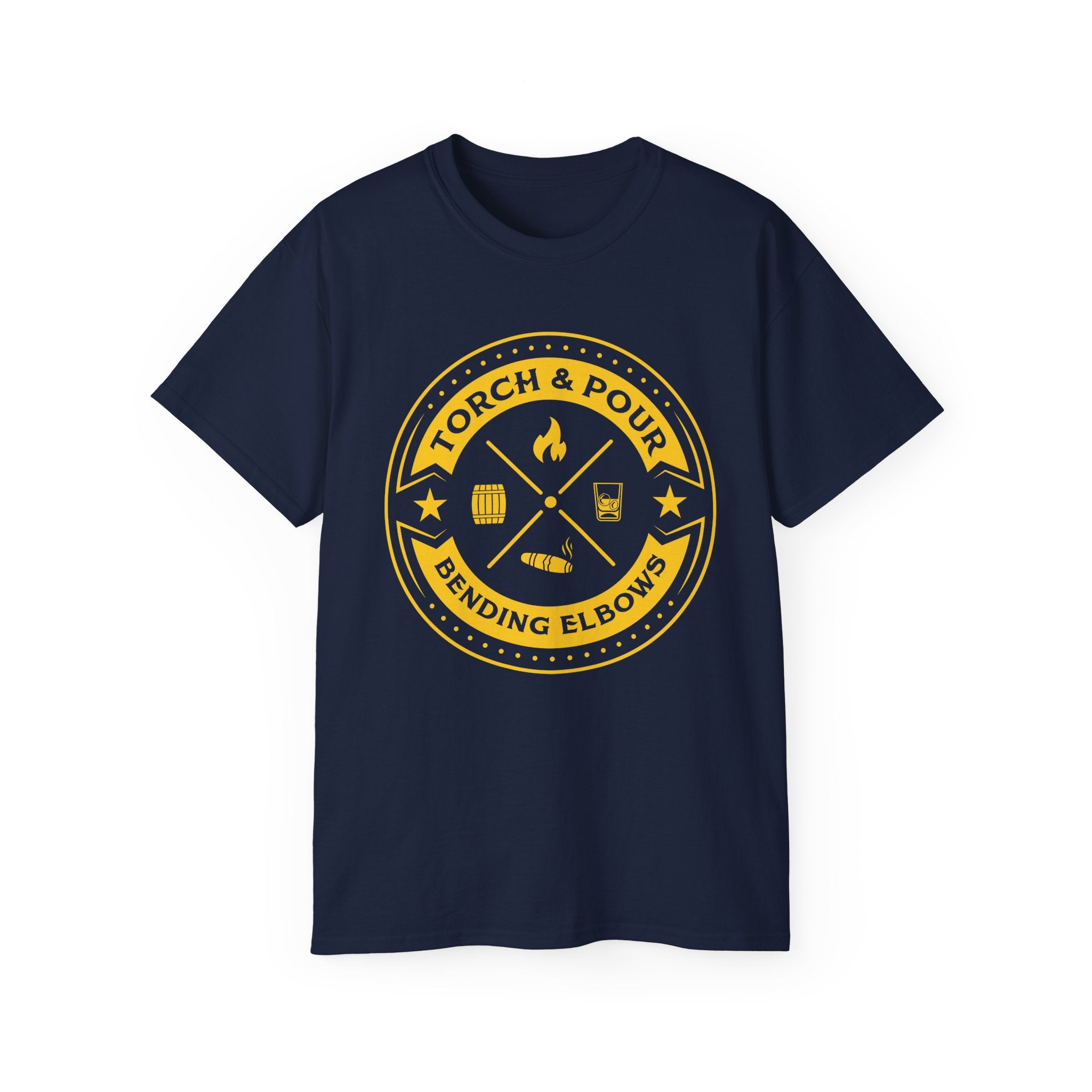 Torch & Pour Single Barrel Ultra Cotton Tee - Gold Logo