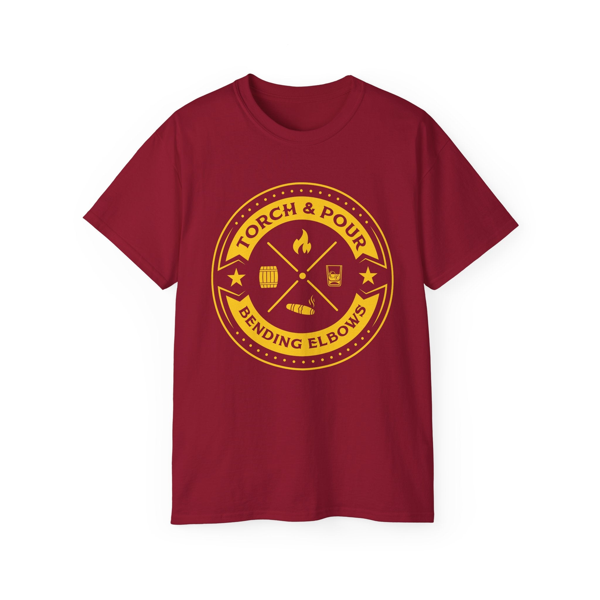 Torch & Pour Single Barrel Ultra Cotton Tee - Gold Logo