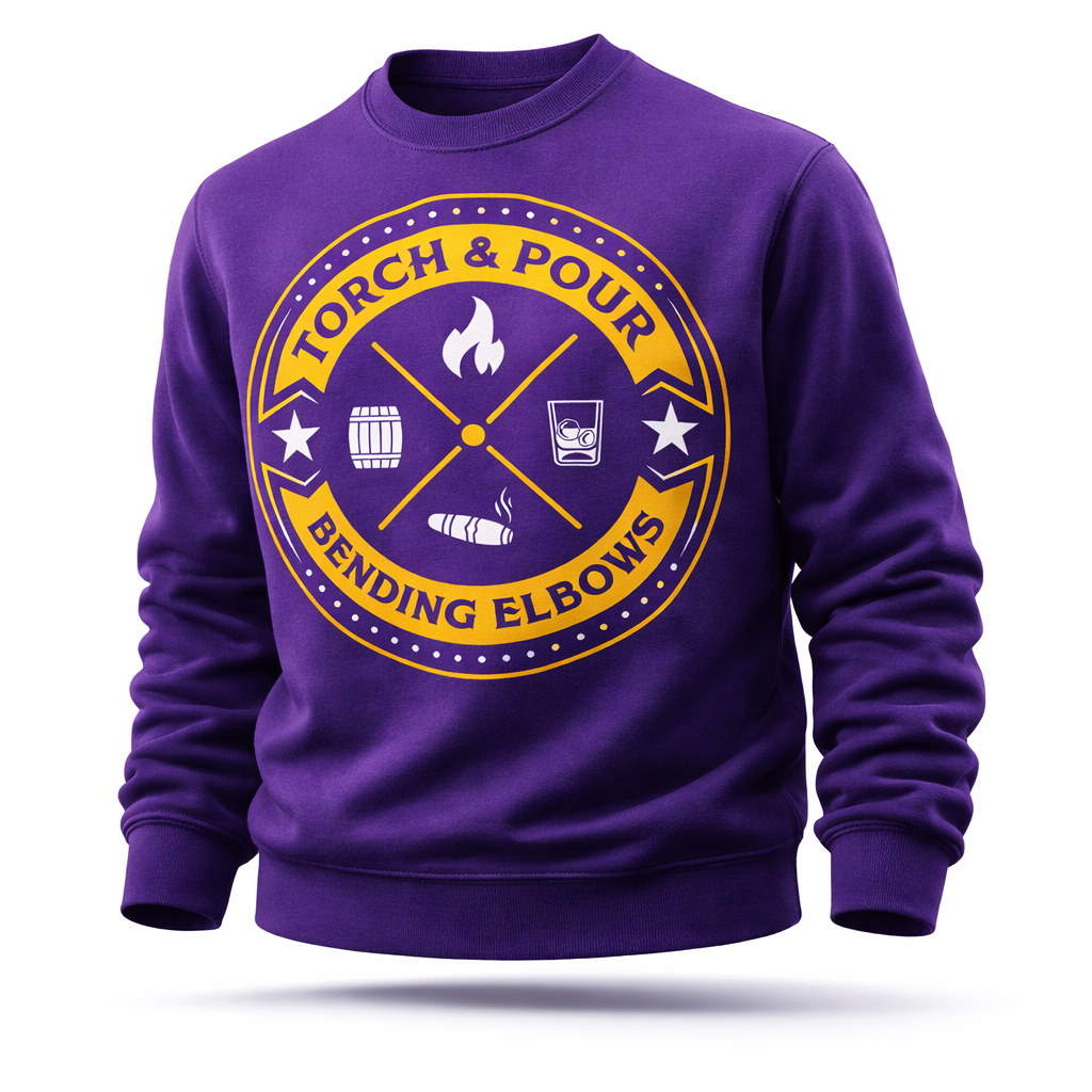 Torch & Pour Small Batch - Heavy Blend™ Crewneck Sweatshirt Gold & White