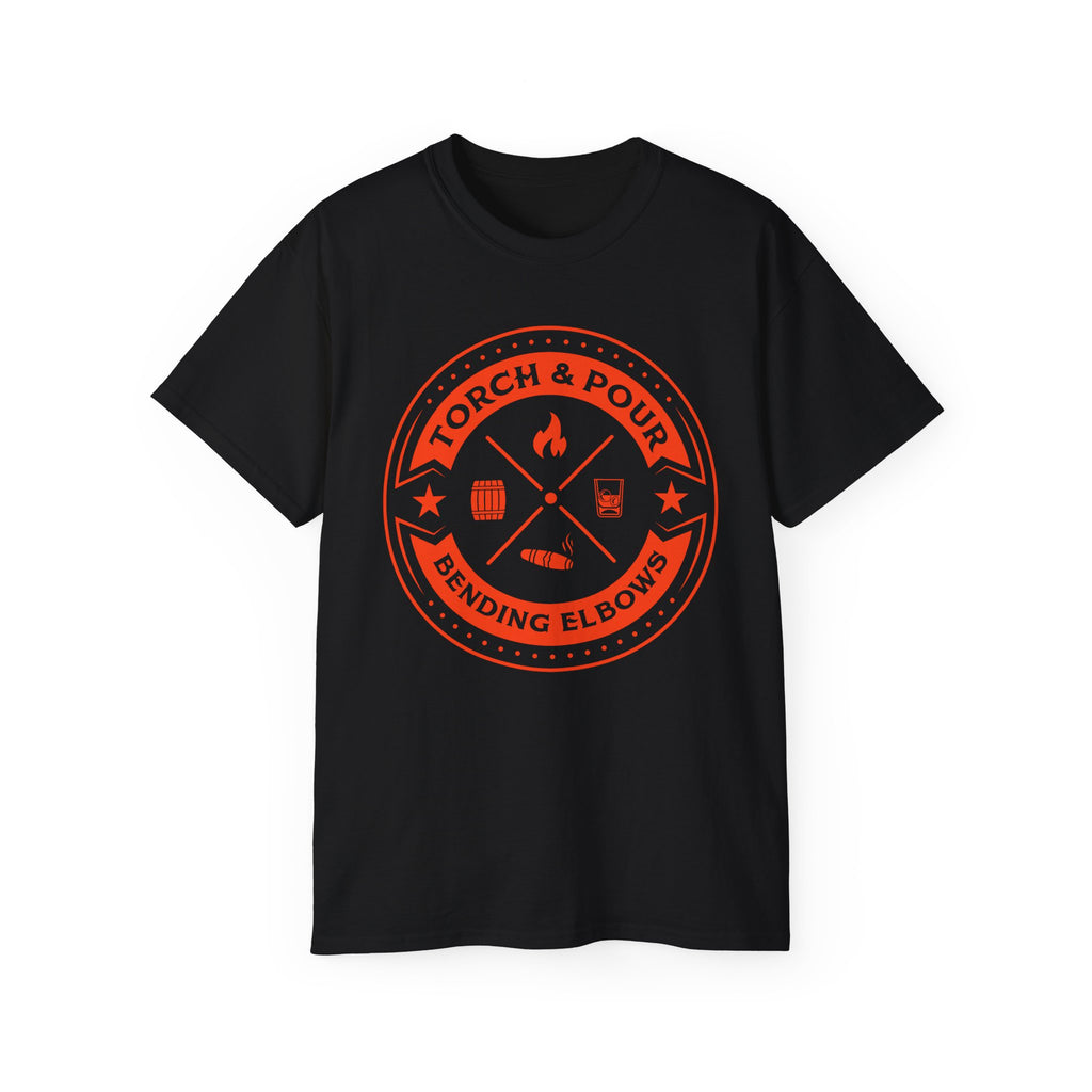 Torch & Pour Single Barrel Ultra Cotton Tee - Orange Logo