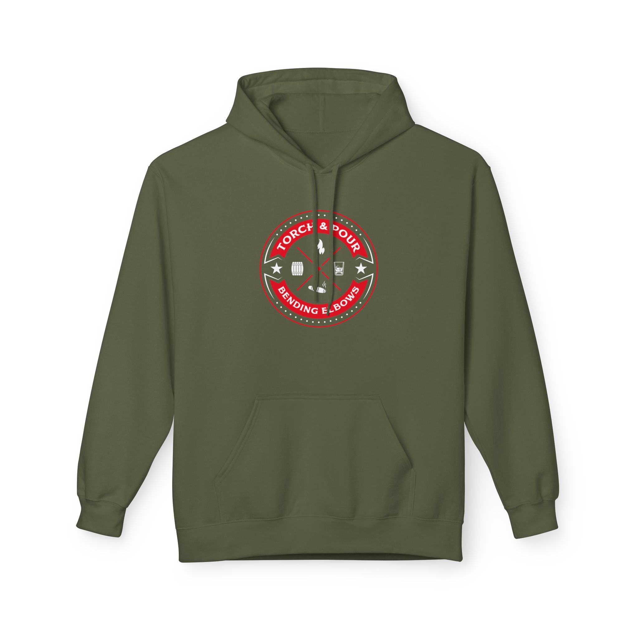 Torch & Pour Full Proof - Midweight Softstyle Fleece Hoodie - Red/White/White