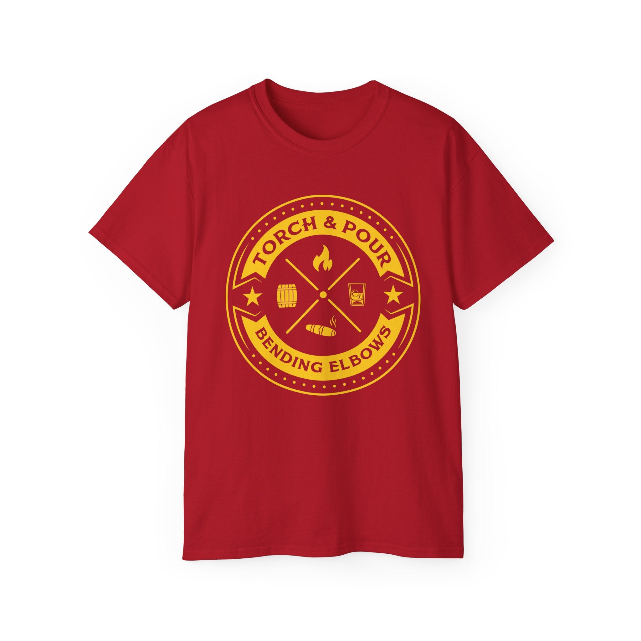 Torch & Pour Single Barrel Ultra Cotton Tee - Gold Logo