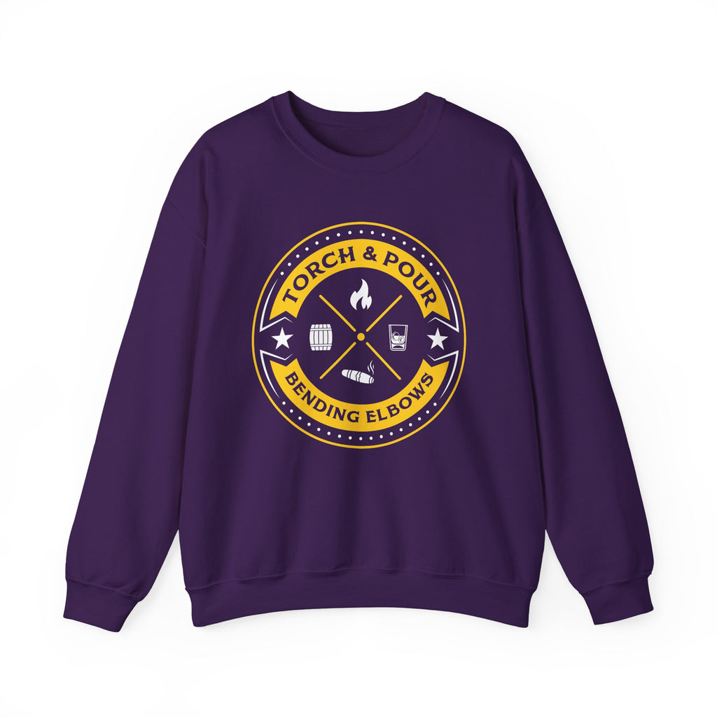 Torch & Pour Small Batch - Heavy Blend™ Crewneck Sweatshirt Gold & White