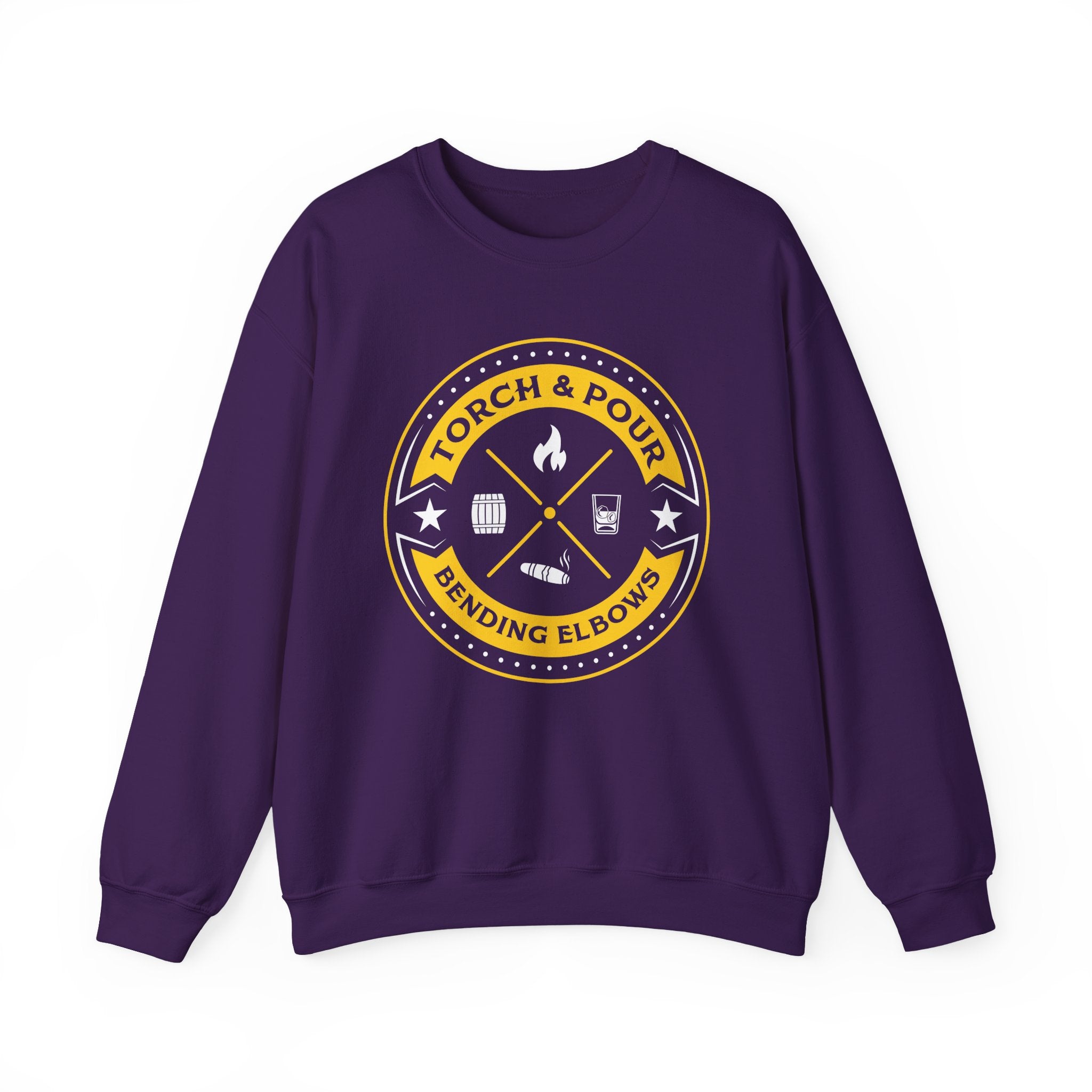 Torch & Pour Small Batch - Heavy Blend™ Crewneck Sweatshirt Gold & White