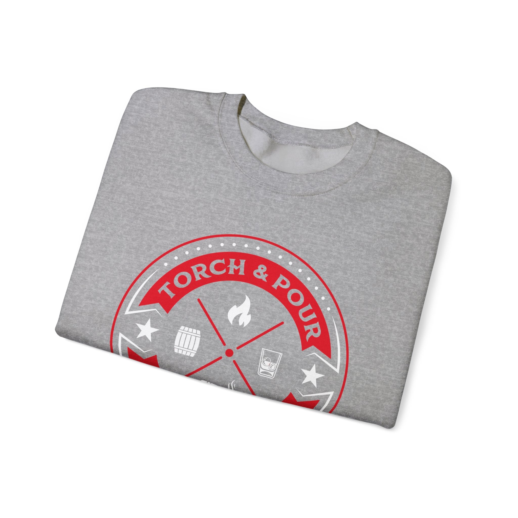 Torch & Pour Small Batch - Heavy Blend™ Crewneck Sweatshirt Red & White