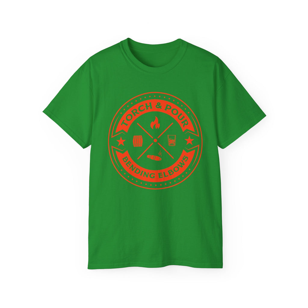 Torch & Pour Single Barrel Ultra Cotton Tee - Orange Logo