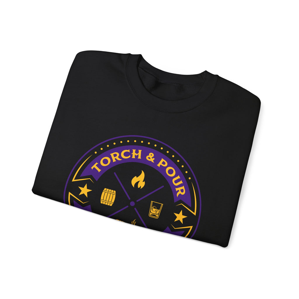 Torch & Pour Full Proof - Heavy Blend™ Crewneck Sweatshirt - Purple & Gold