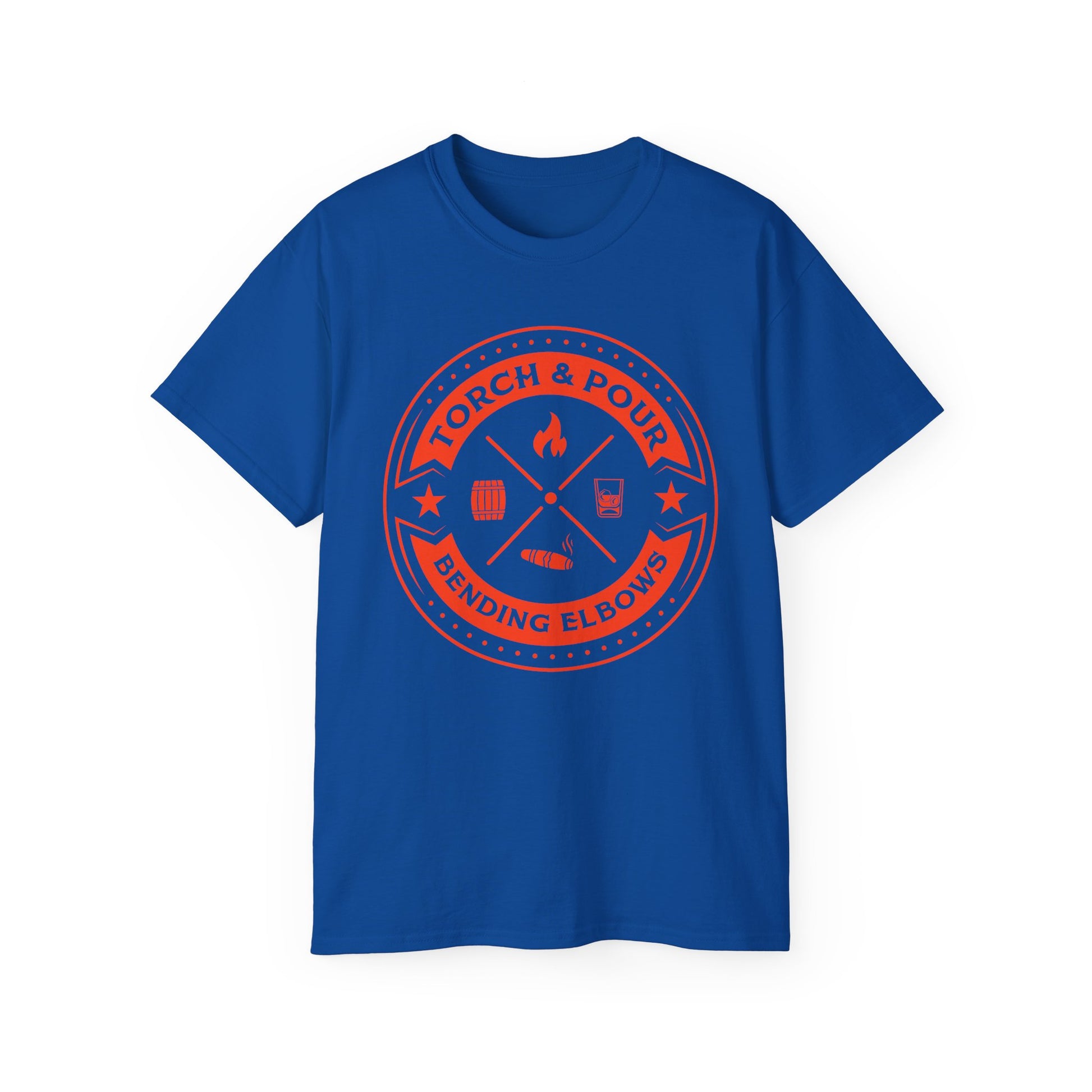 Torch & Pour Single Barrel Ultra Cotton Tee - Orange Logo