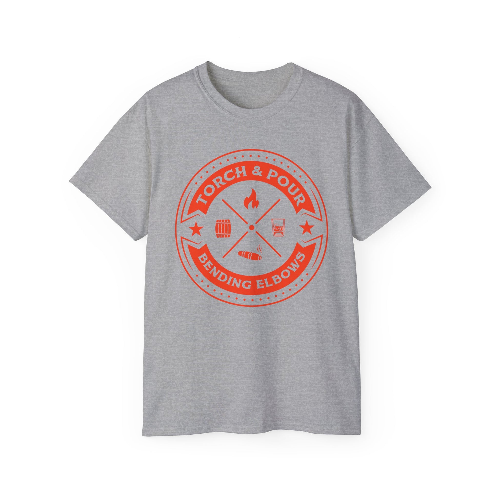 Torch & Pour Single Barrel Ultra Cotton Tee - Orange Logo