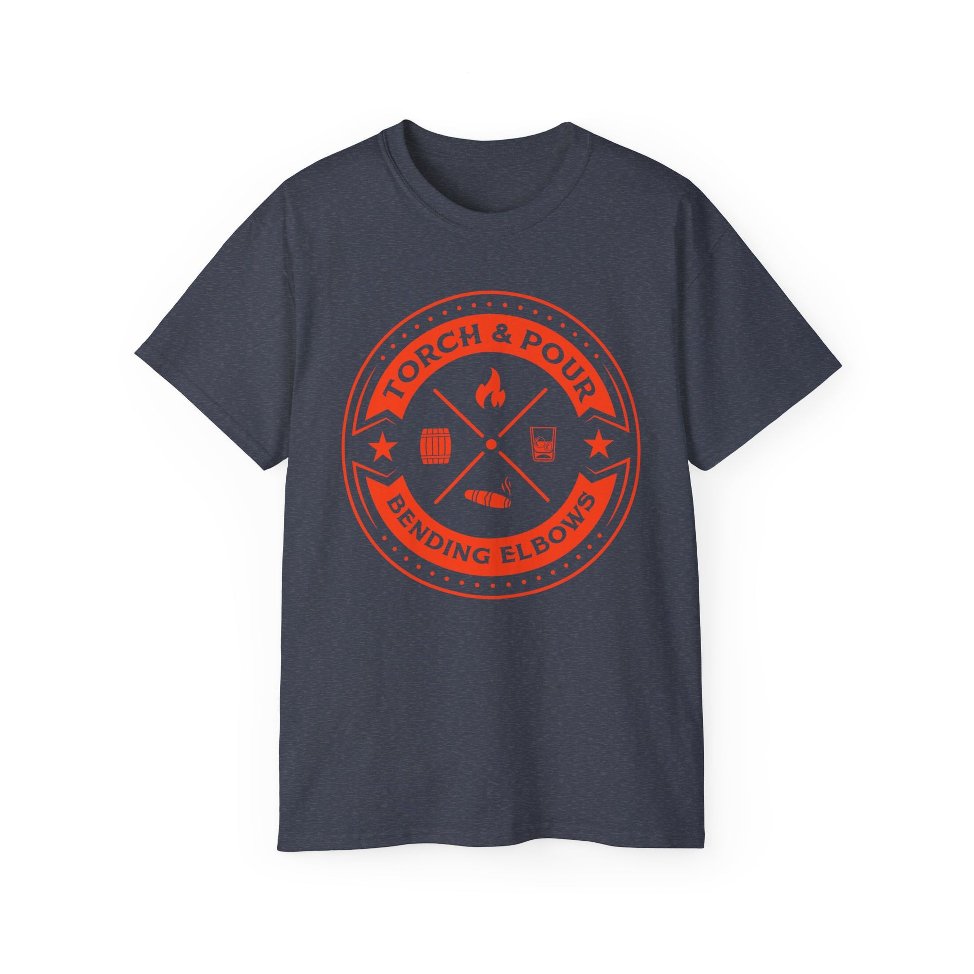 Torch & Pour Single Barrel Ultra Cotton Tee - Orange Logo