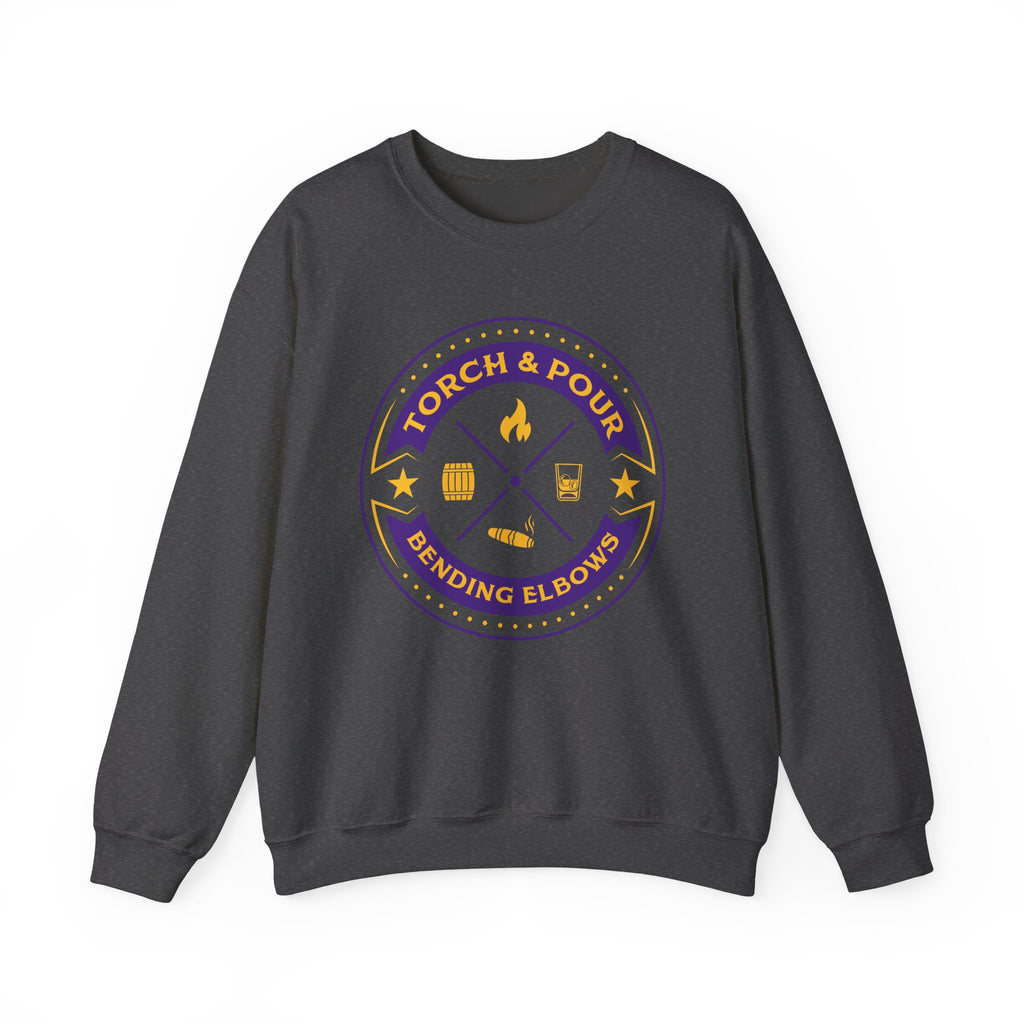Torch & Pour Full Proof - Heavy Blend™ Crewneck Sweatshirt - Purple & Gold