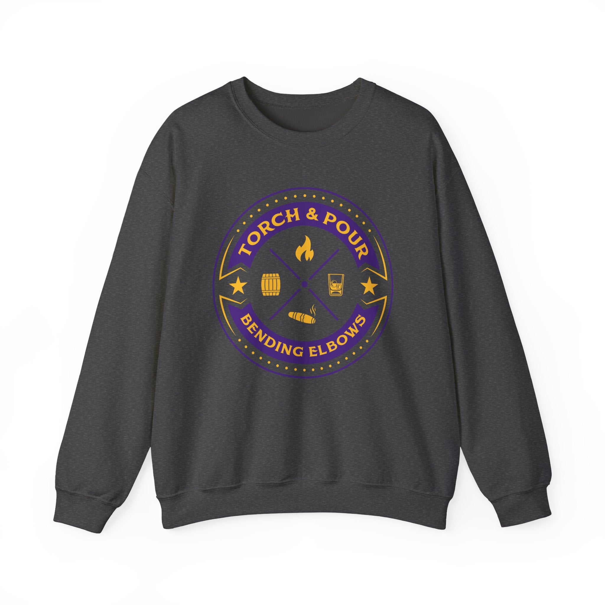 Torch & Pour Full Proof - Heavy Blend™ Crewneck Sweatshirt - Purple & Gold