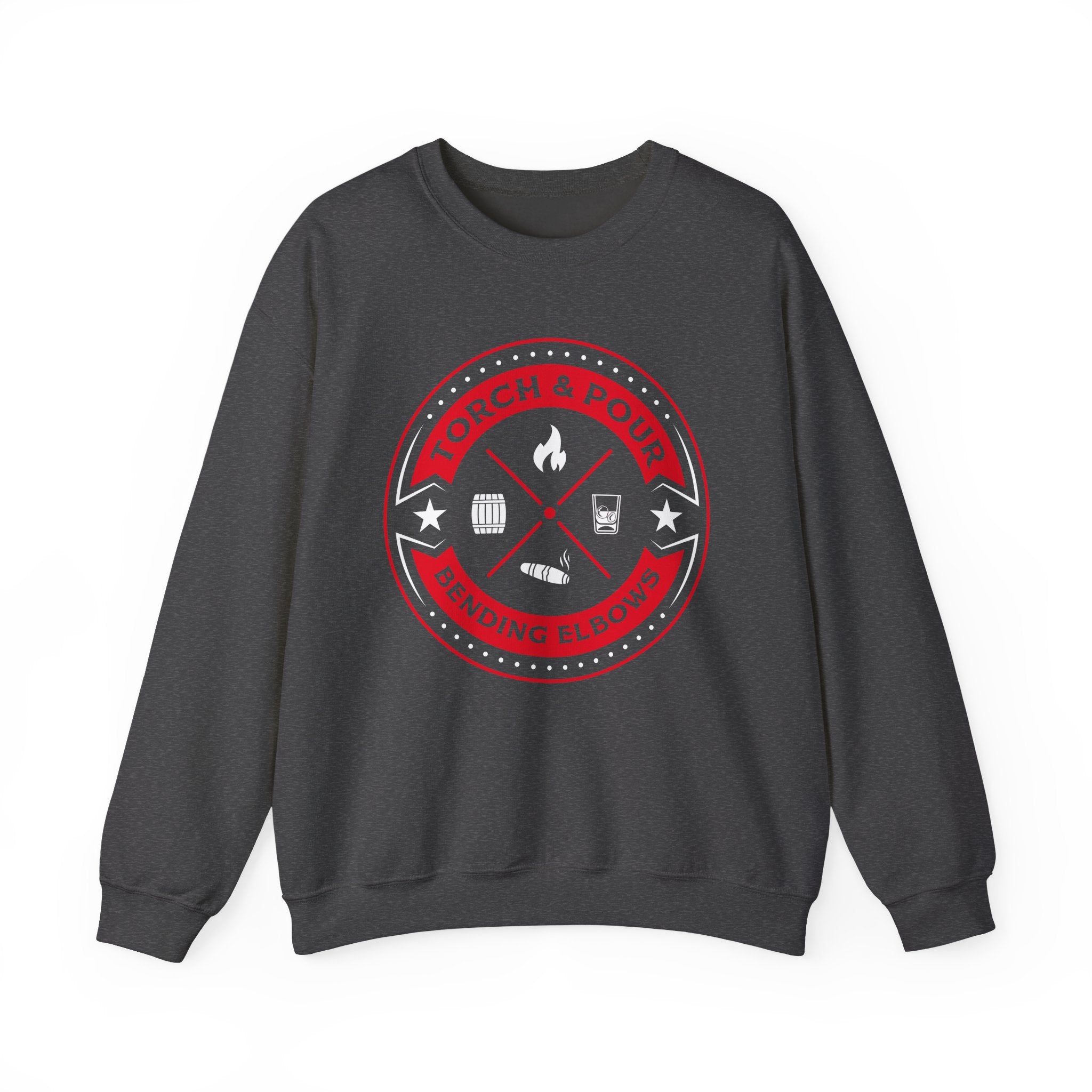 Torch & Pour Small Batch - Heavy Blend™ Crewneck Sweatshirt Red & White