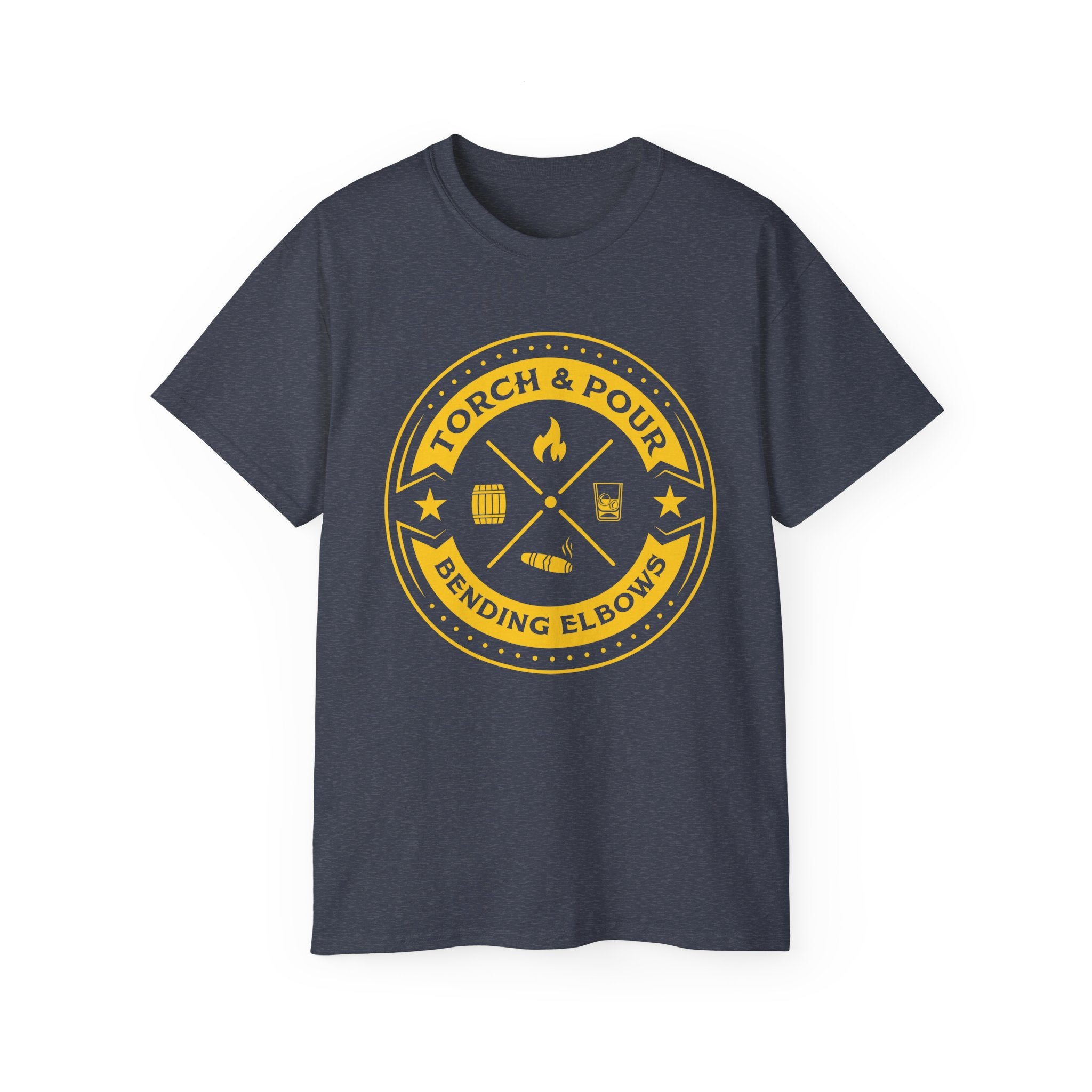 Torch & Pour Single Barrel Ultra Cotton Tee - Gold Logo