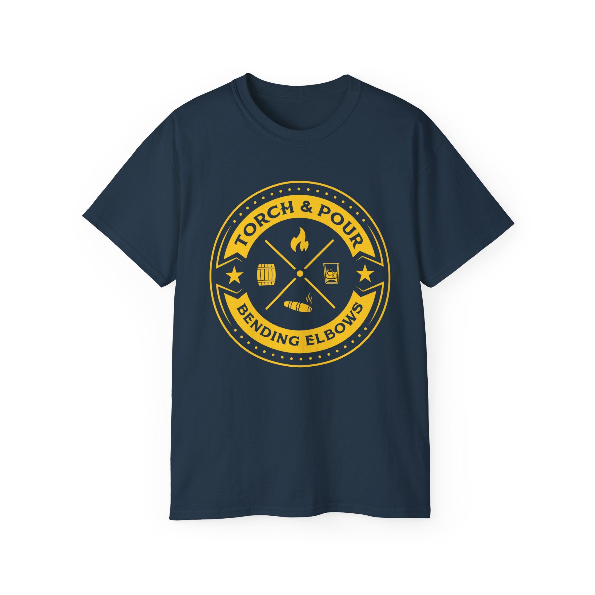 Torch & Pour Single Barrel Ultra Cotton Tee - Gold Logo