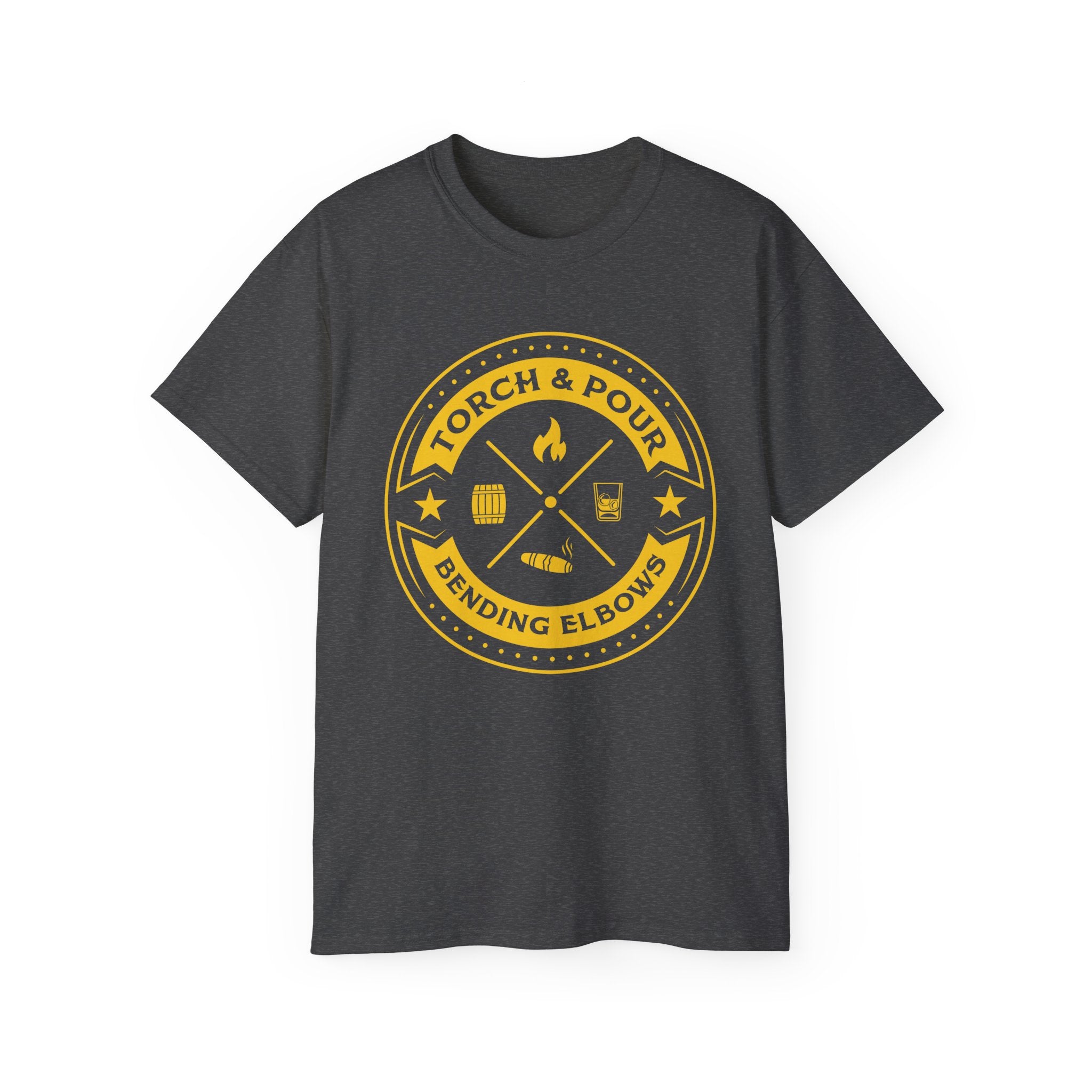 Torch & Pour Single Barrel Ultra Cotton Tee - Gold Logo