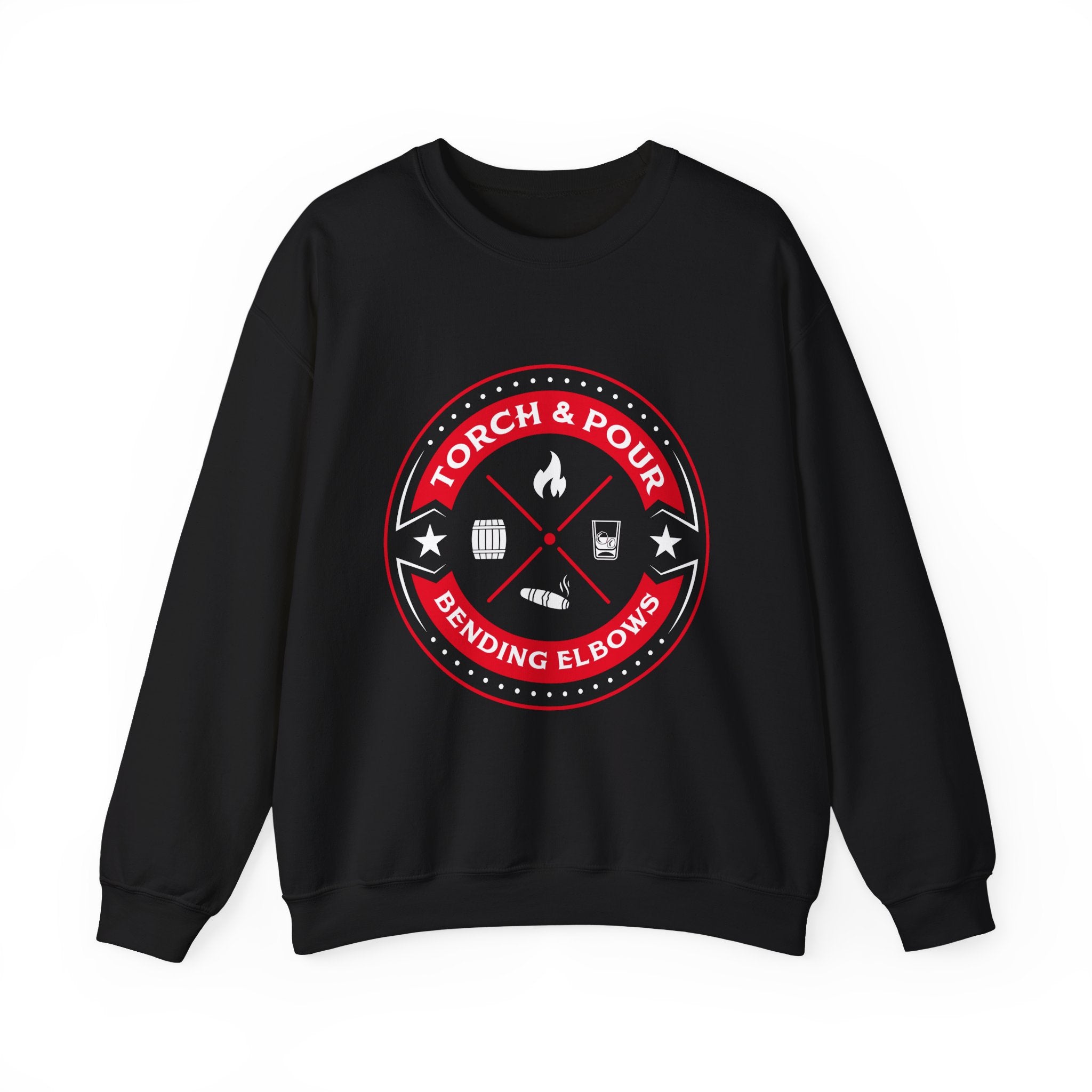 Torch & Pour Full Proof - Heavy Blend™ Crewneck Sweatshirt - Red/White/White
